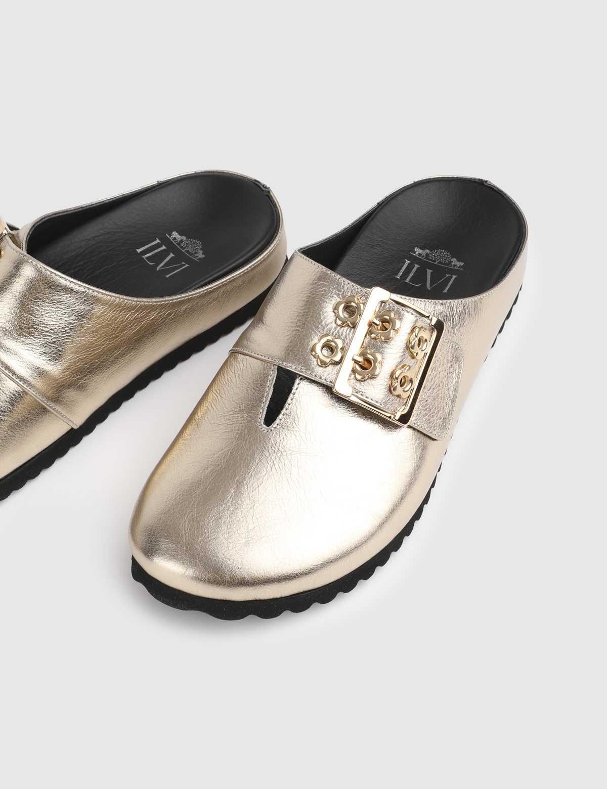 Liona Gold Leather Women's Slide