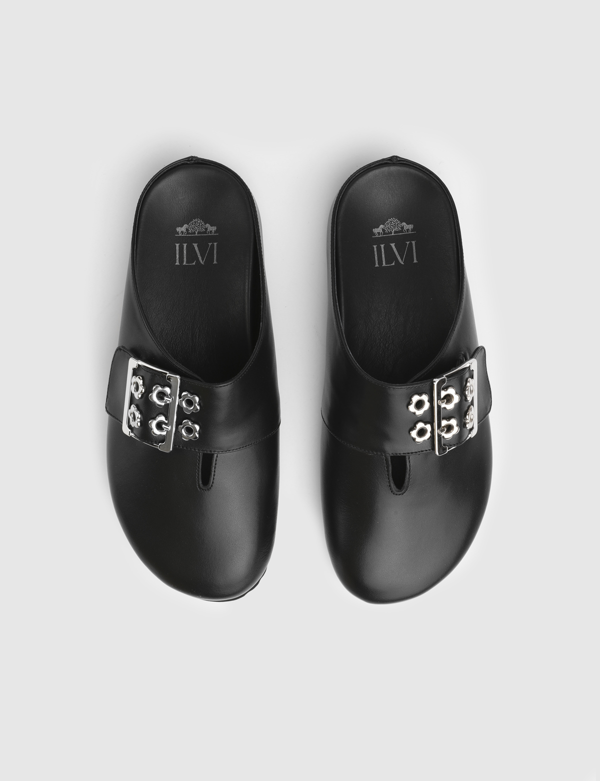 Liona Black Leather Women's Slide