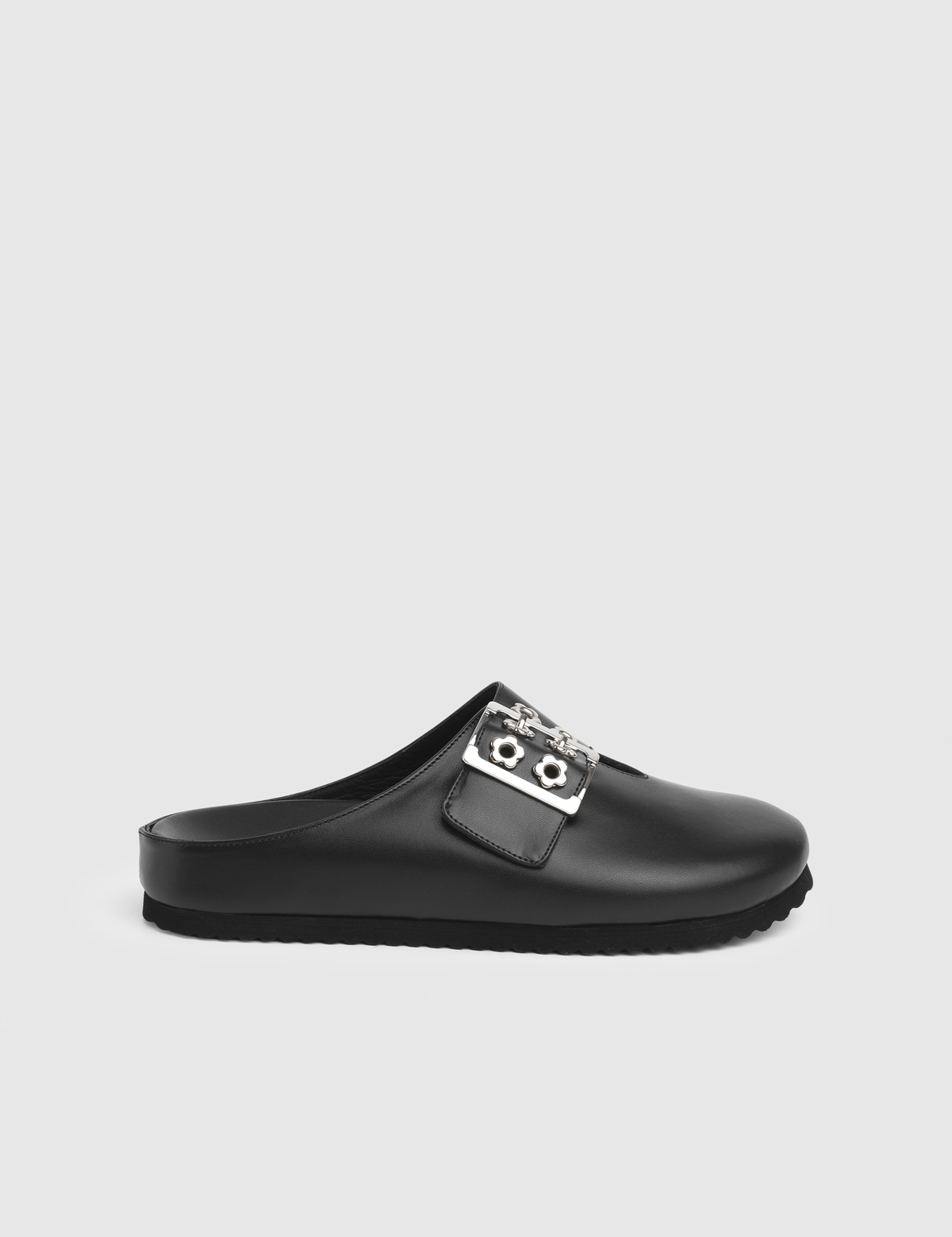 Liona Black Leather Women's Slide