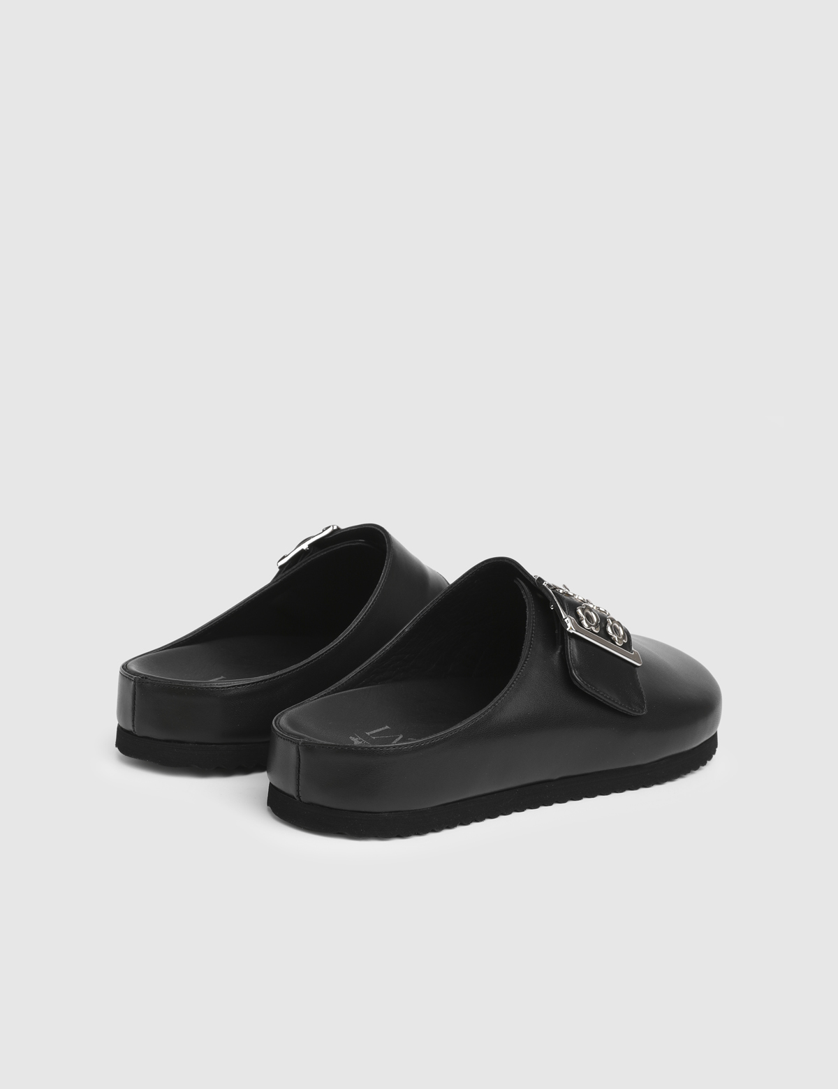 Liona Black Leather Women's Slide
