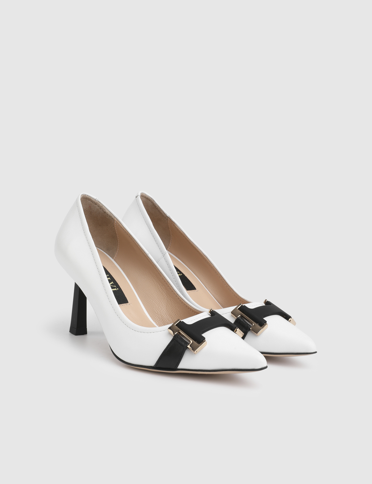 Lizone White Leather Women's Pump