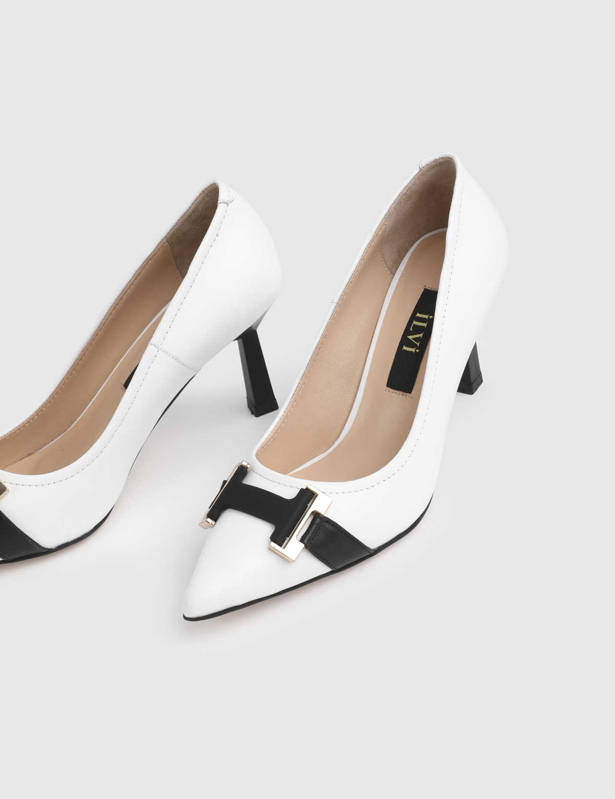 Lizone White Leather Women's Pump