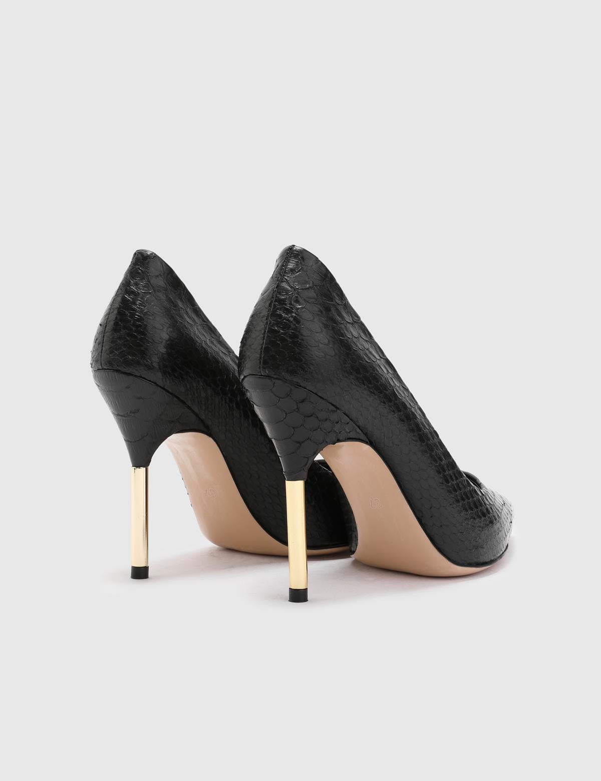 Lotti Black Snake Leather Women's Pump