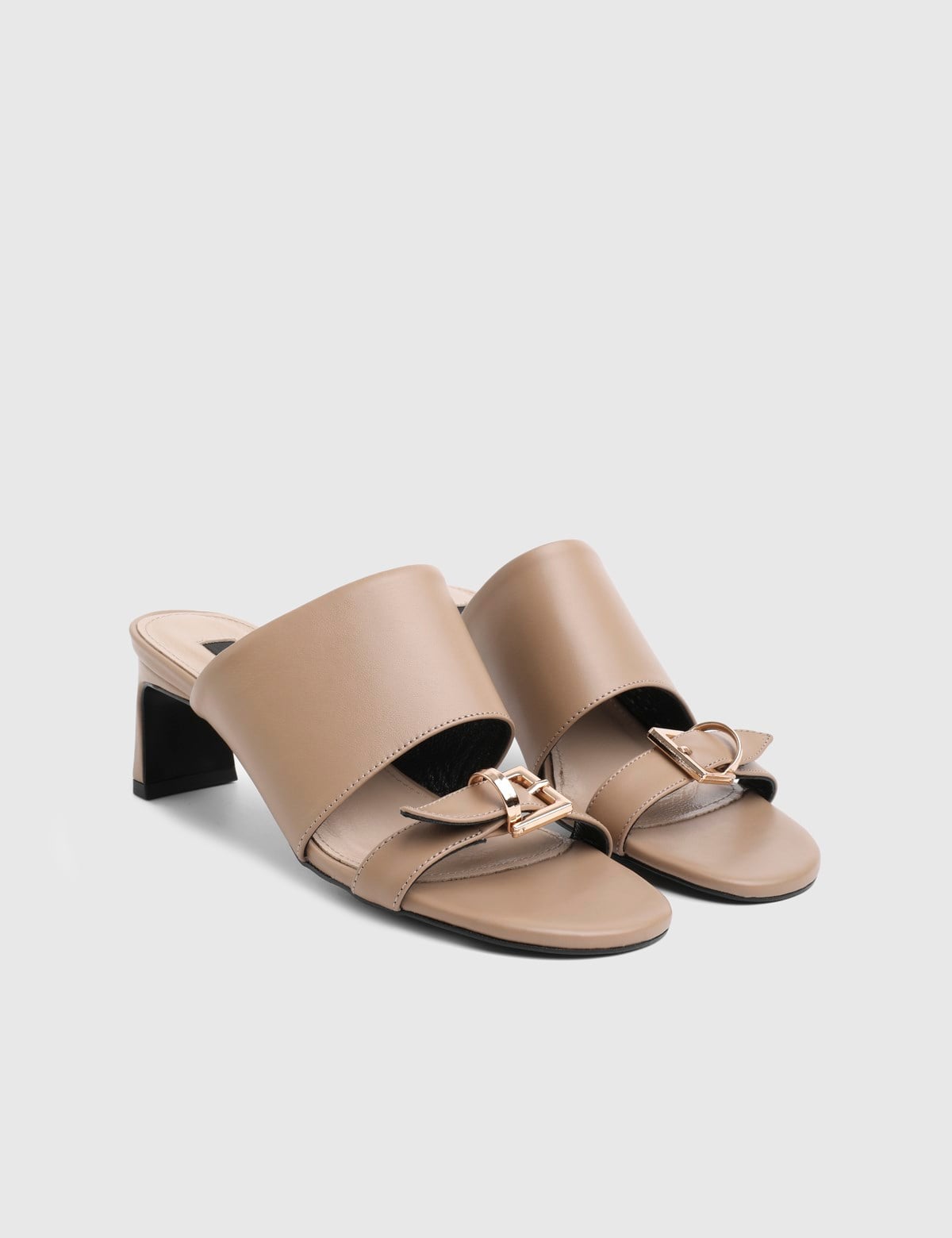Lumira Genuine Leather Women's Mink Heeled Slippers