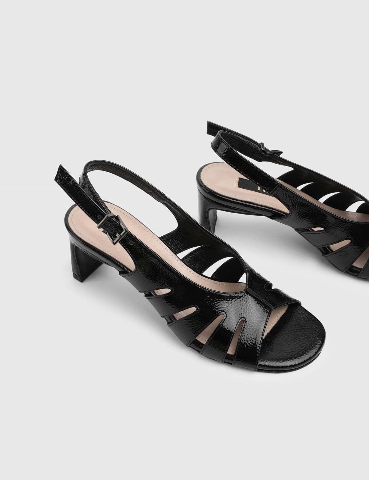 Lunea Black Patent Leather Women's Heeled Sandal