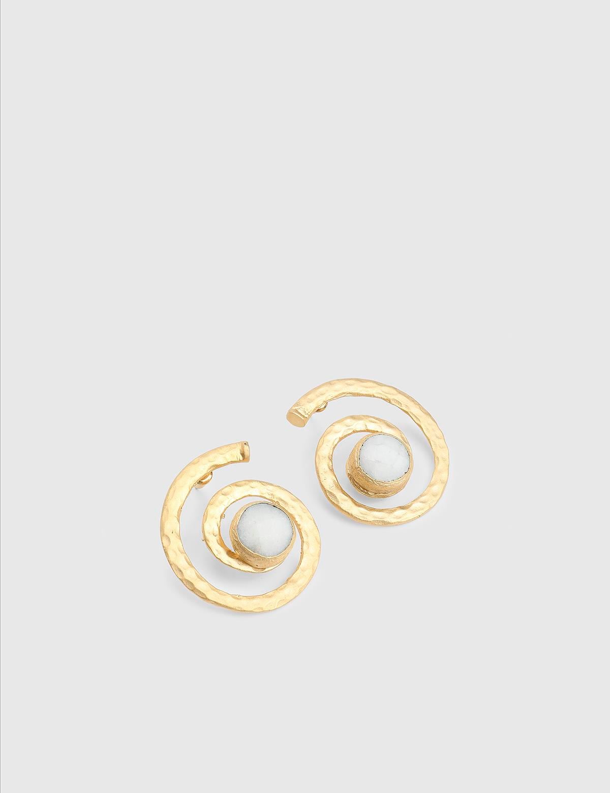 Marien Gold Women's Earrings with White Stones