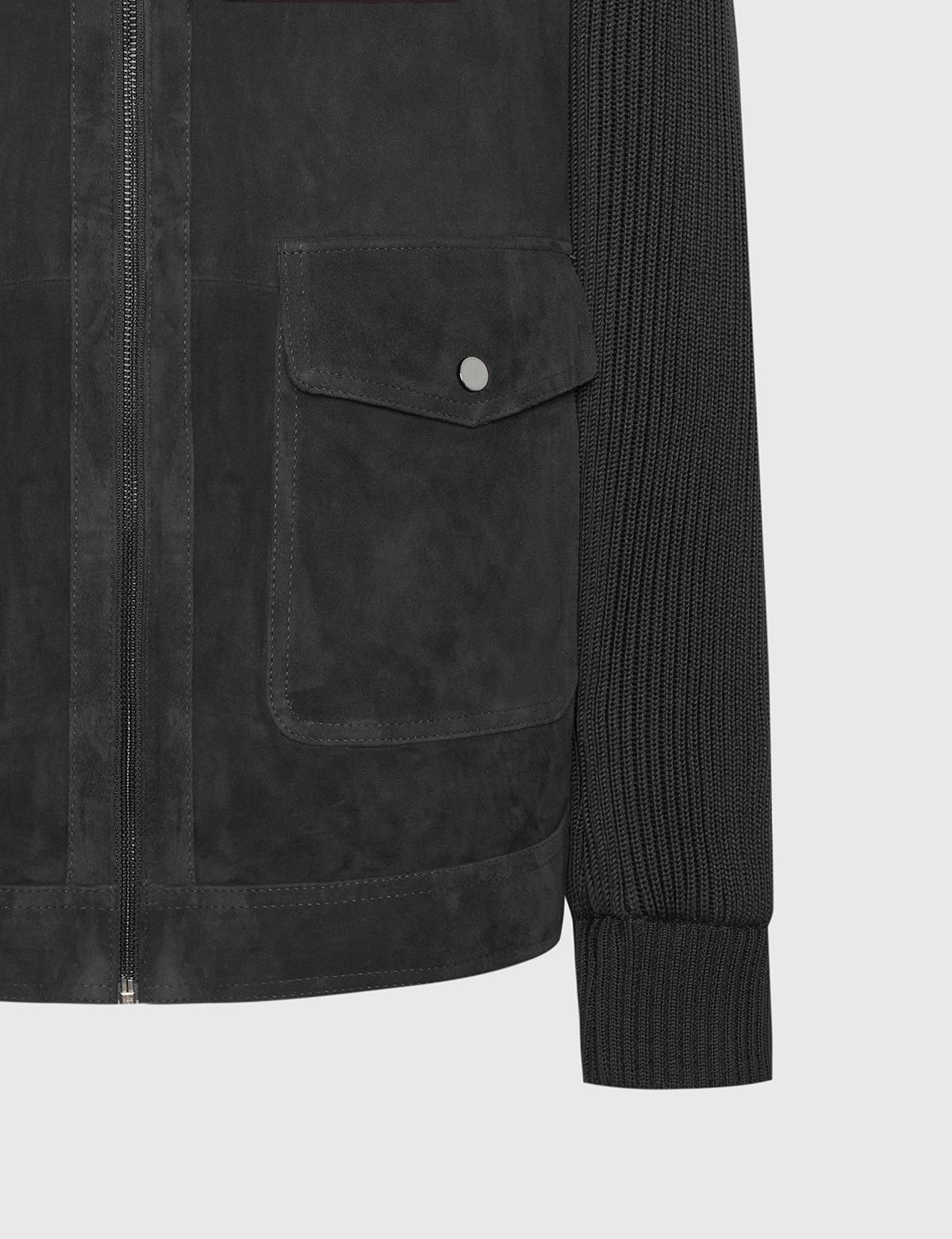Mark Anthracite Suede Leather Tricot Men's MONT