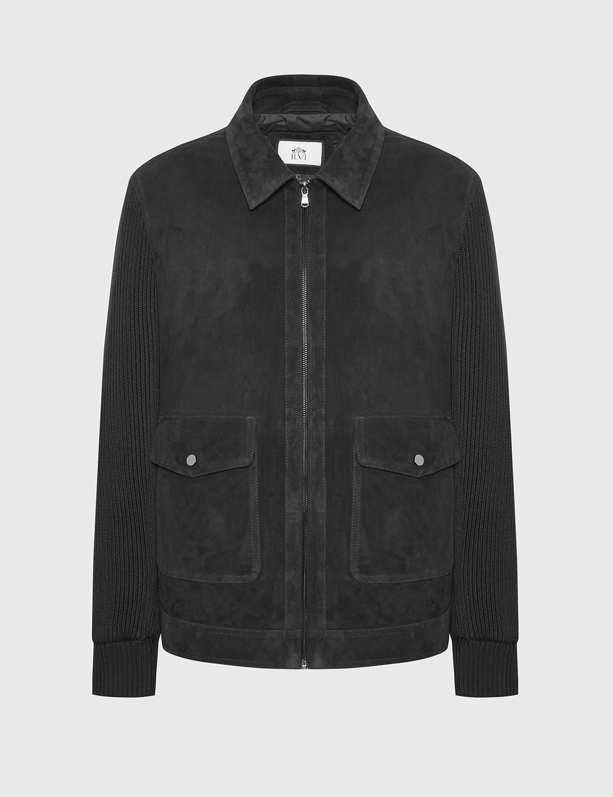 Mark Anthracite Suede Leather Tricot Men's MONT