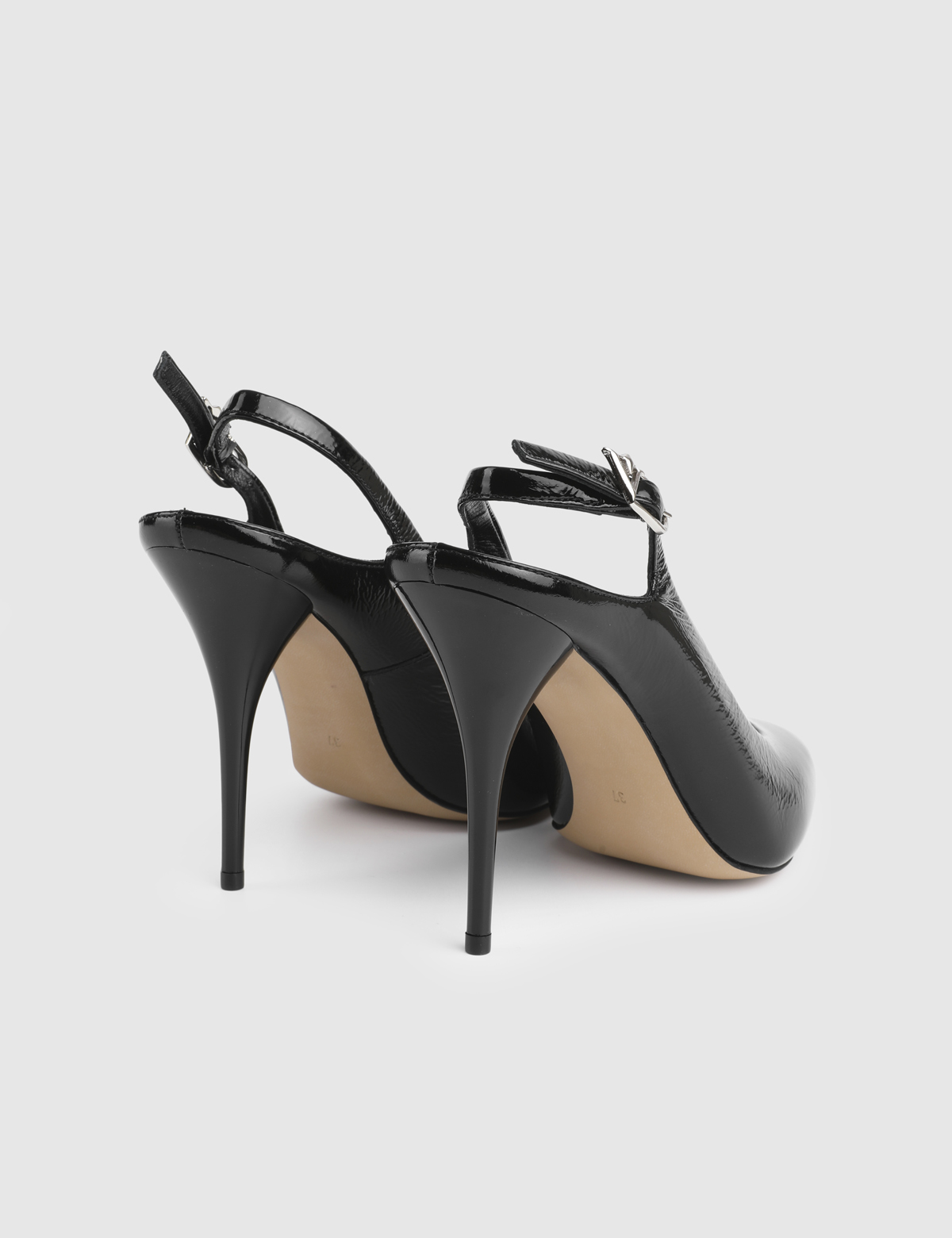 Mavra Black Patent Leather Women's Heeled Sandal