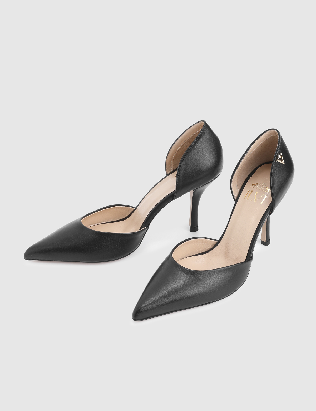 Melina Black Leather Women's Pump