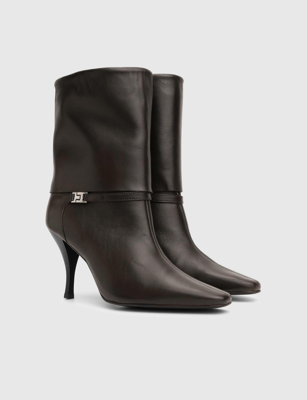 Melinda Brown Leather Women's Heeled Boot