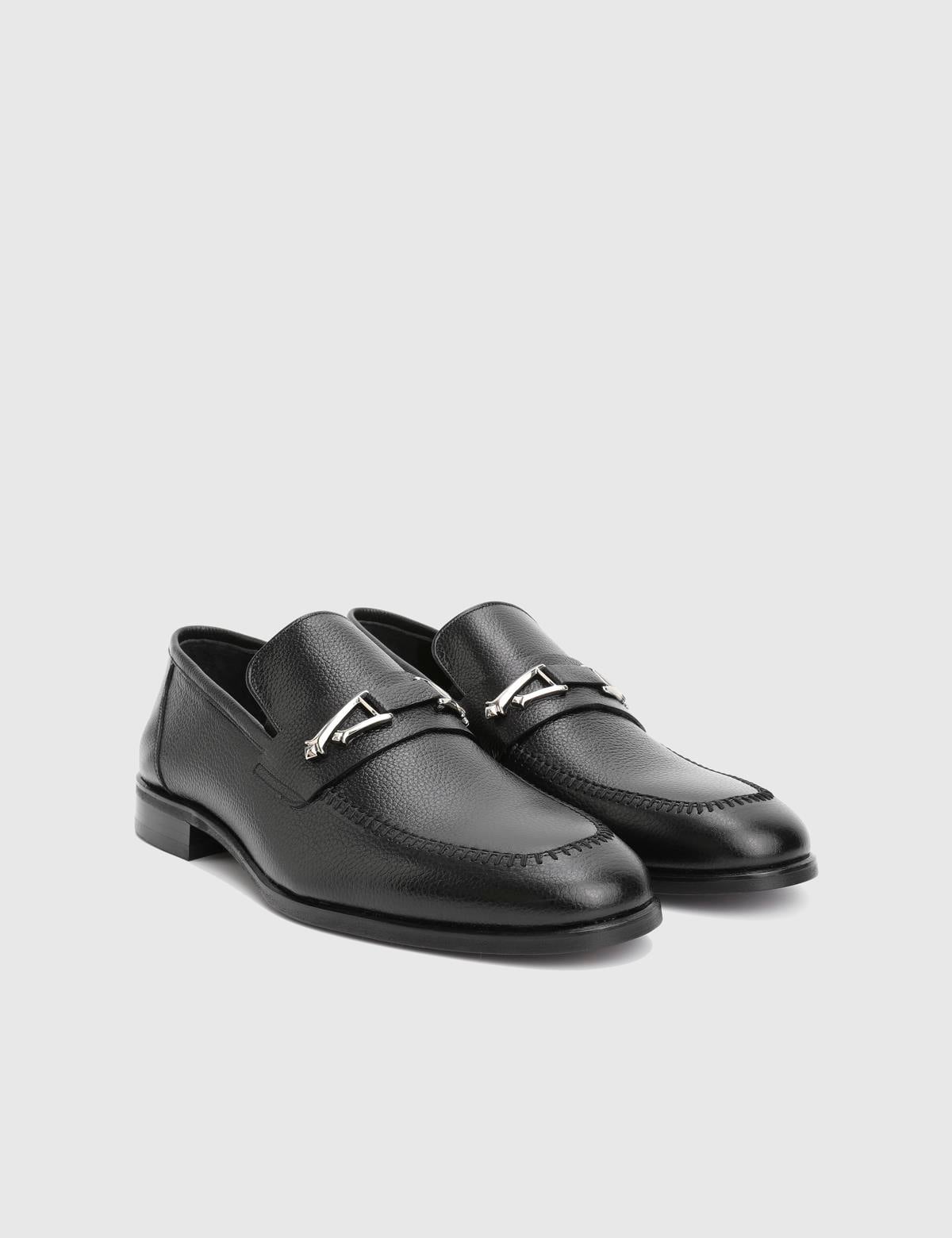 Mile Black Floater Leather Men's Classic Shoe