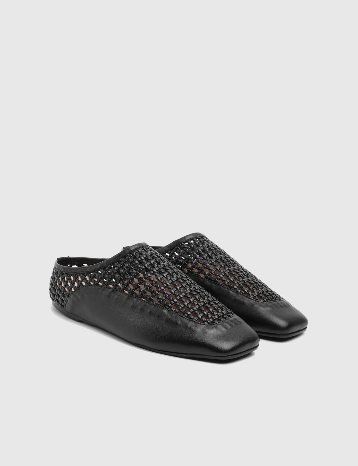 Minal Black Woven Leather Women's Slide