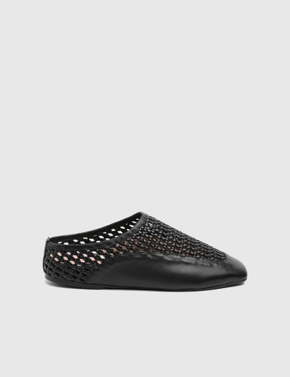 Minal Black Woven Leather Women's Slide