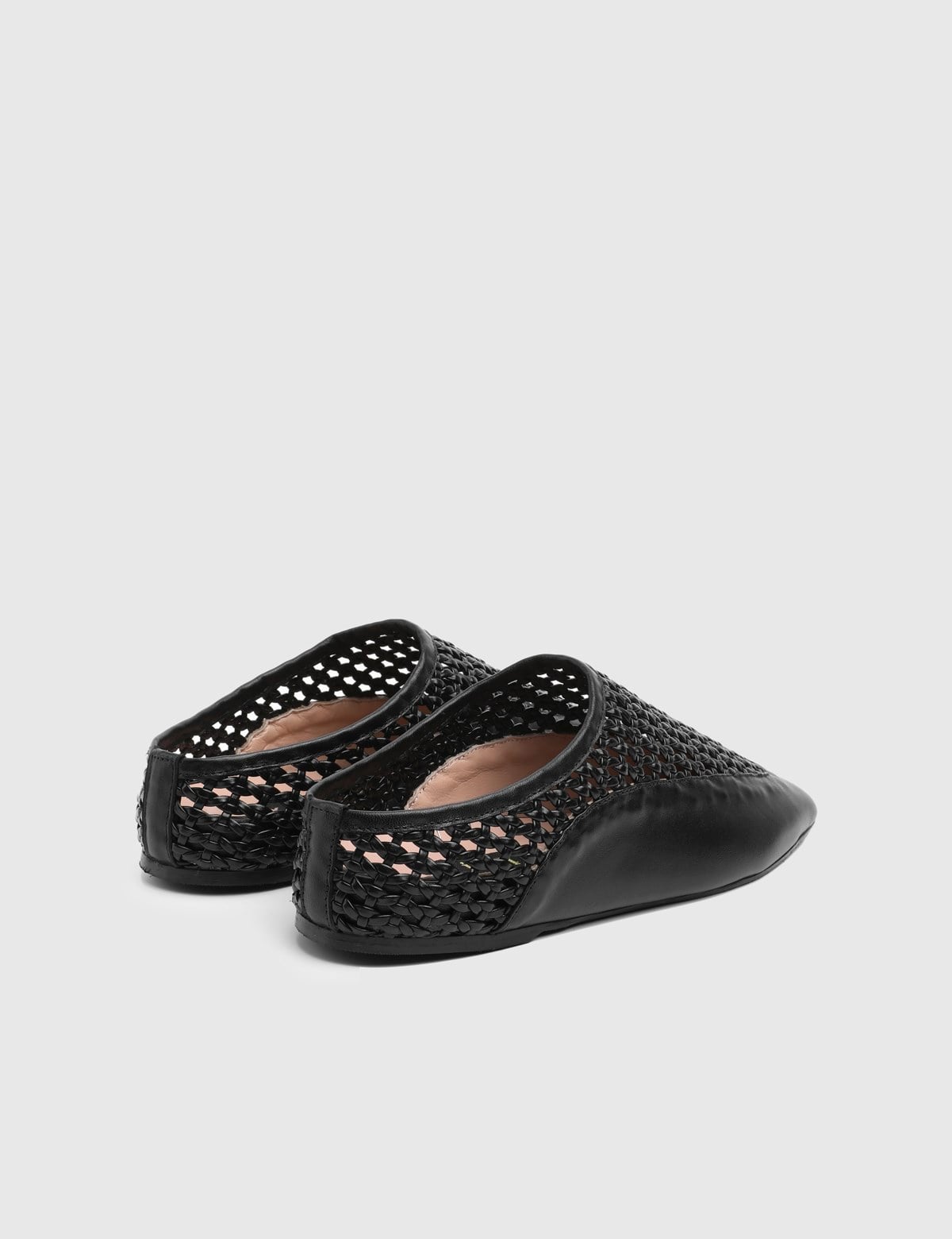 Minal Black Woven Leather Women's Slide