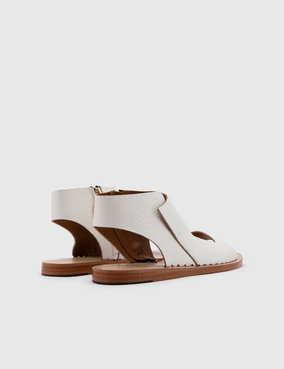 Mirrin White Floater Leather Women's Sandal
