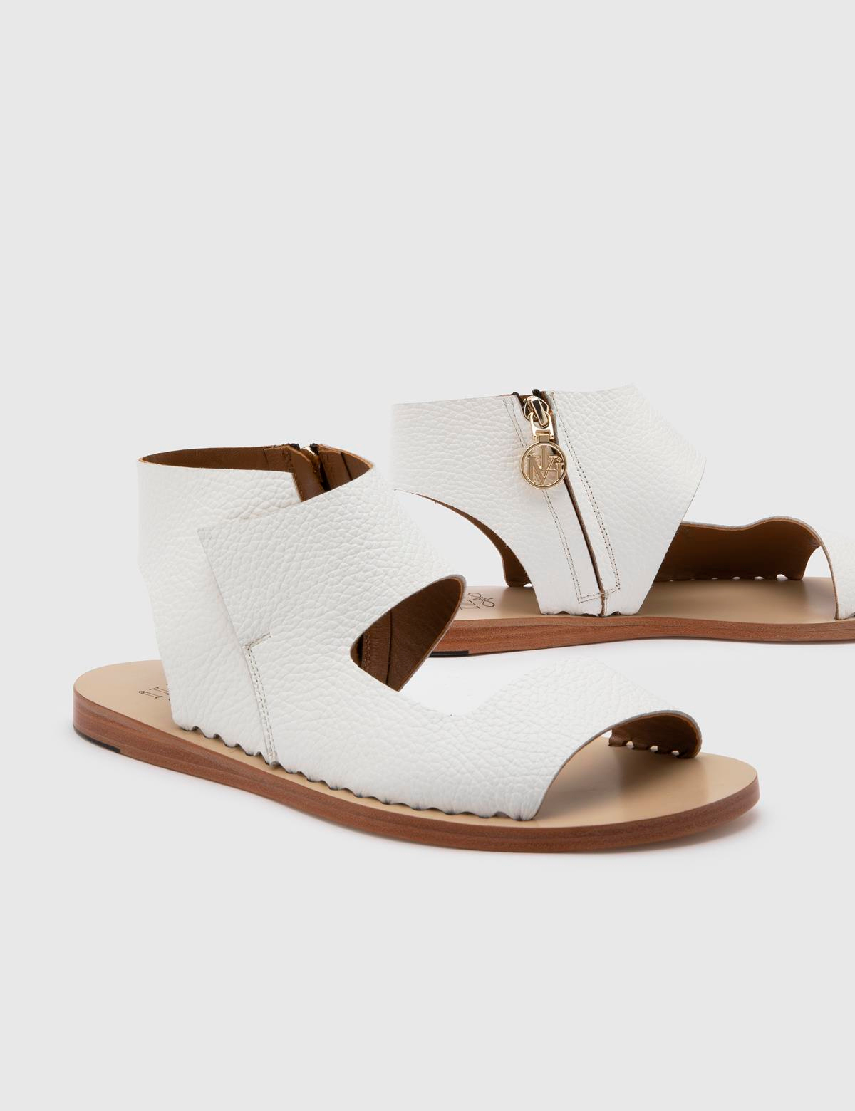 Mirrin White Floater Leather Women's Sandal