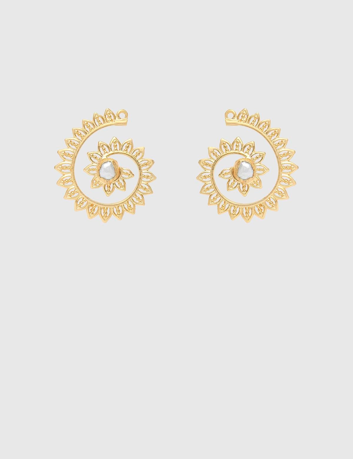 Mishel Gold Women's Earrings with White Stones