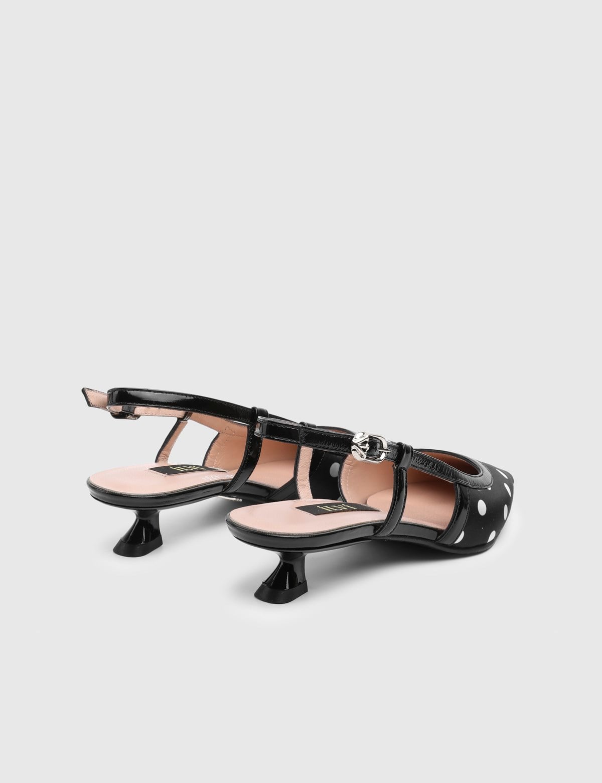 Mivra Black Patent Leather Fabric Women's Heeled Sandal