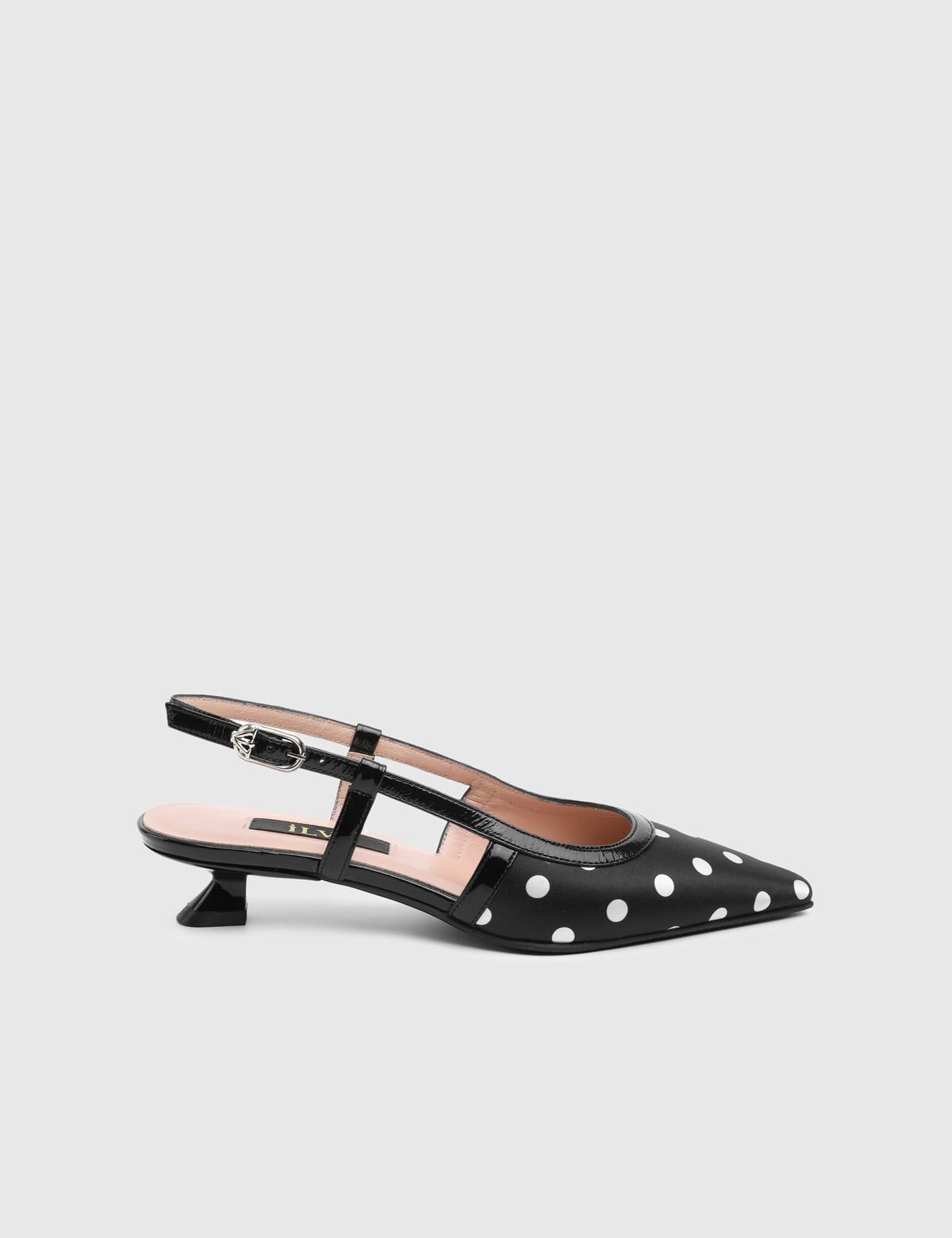 Mivra Black Patent Leather Fabric Women's Heeled Sandal