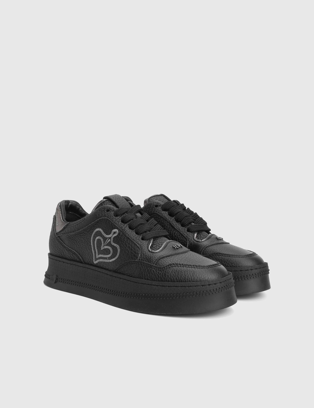 Musle Black Floater Leather Women's Sneaker