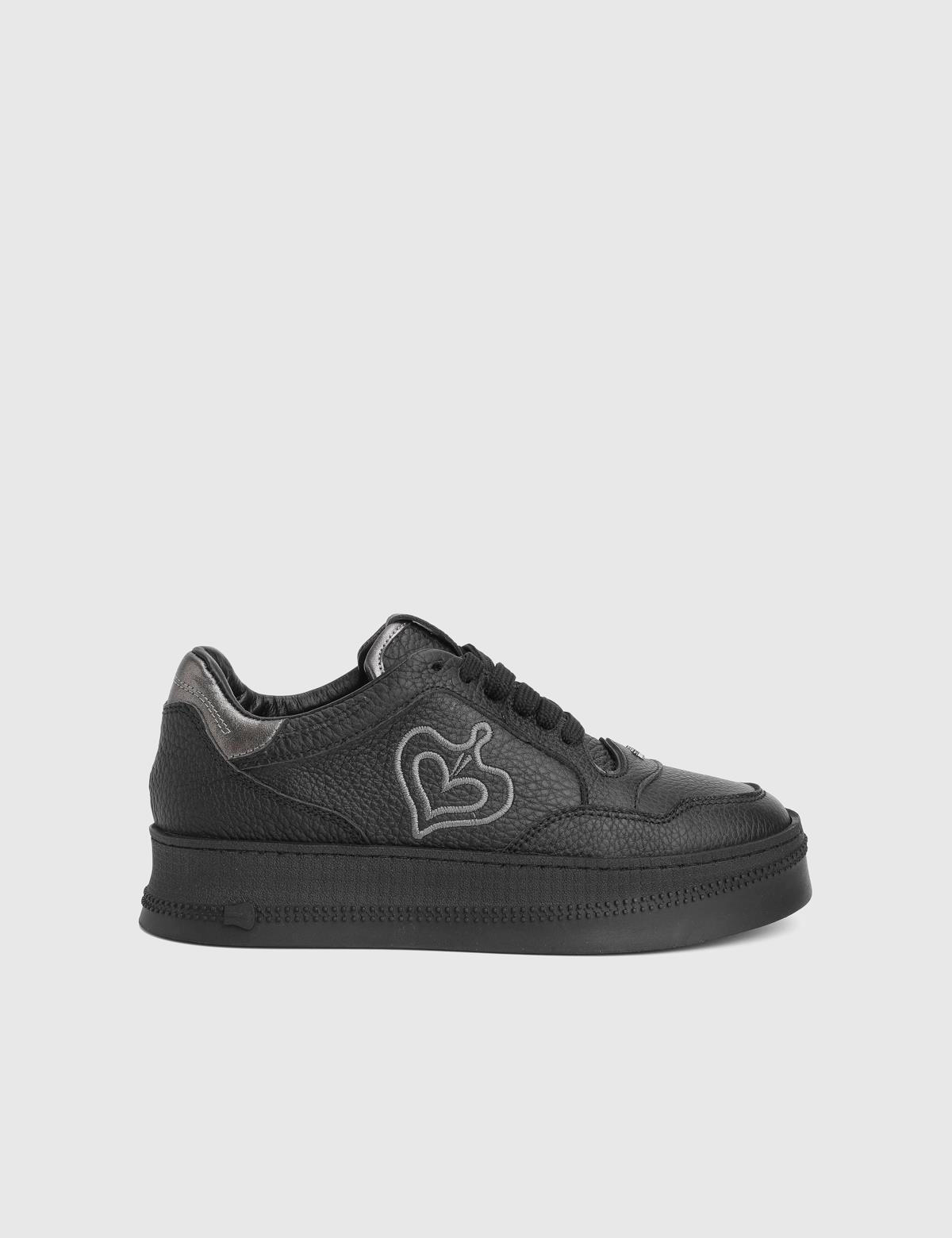 Musle Black Floater Leather Women's Sneaker