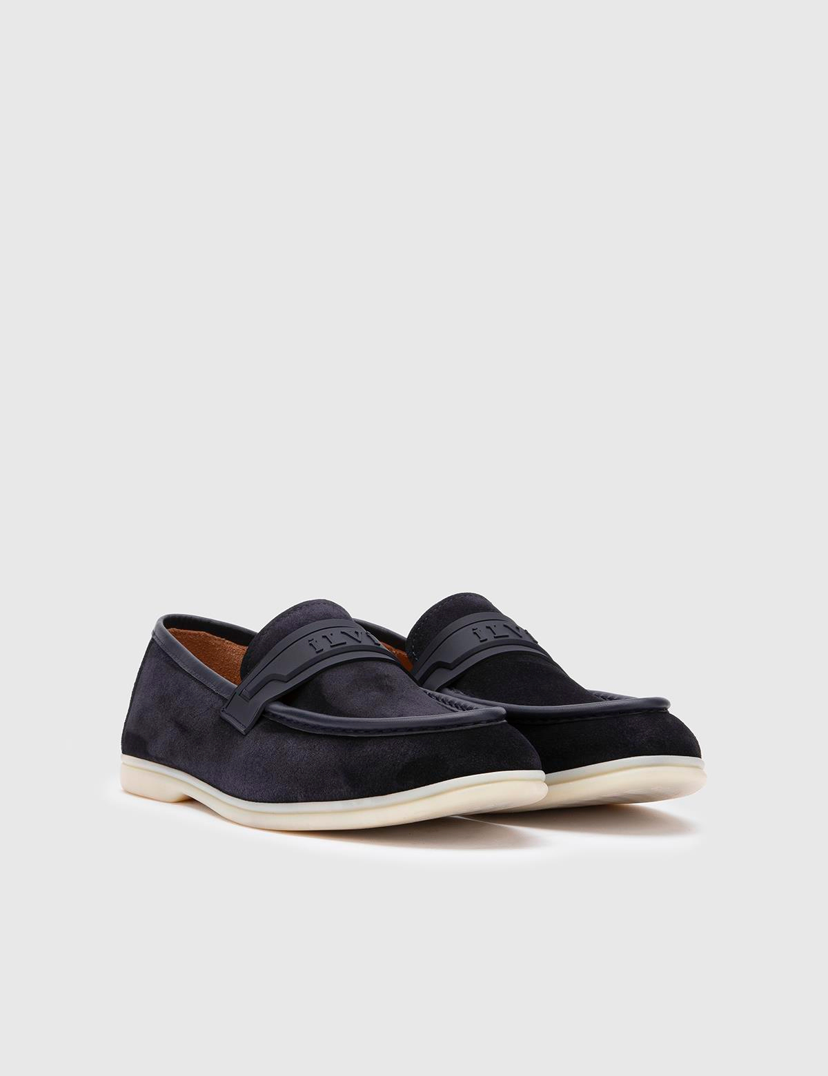 Myles Navy Blue Suede Leather Men's Loafer