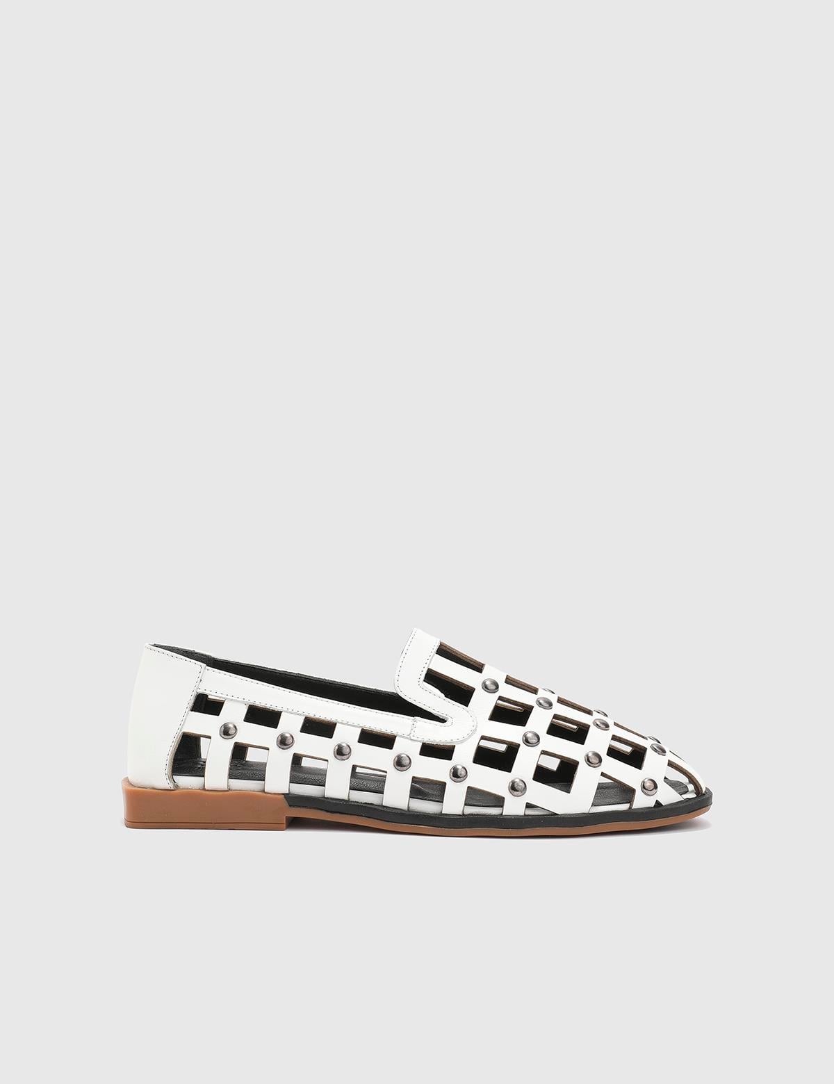 Nadzeya White Leather Women's Sandal