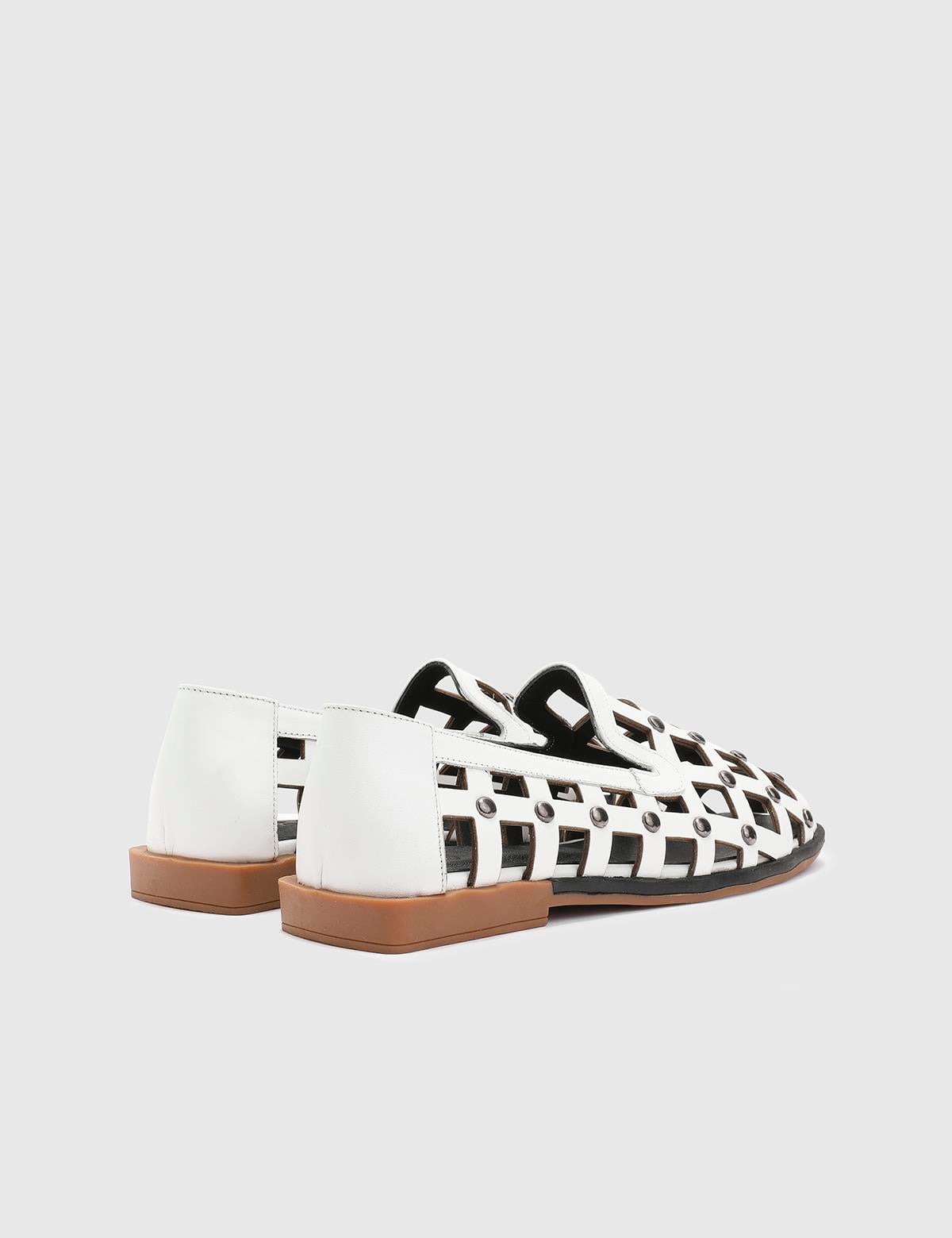 Nadzeya White Leather Women's Sandal