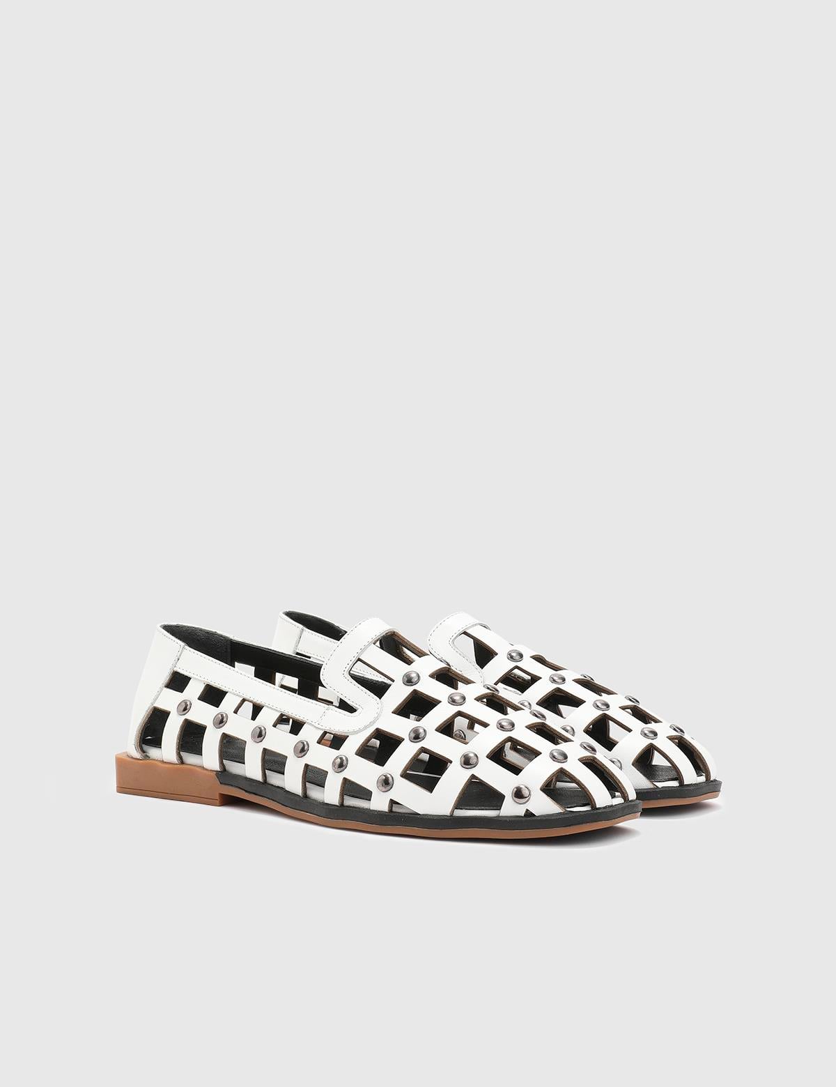 Nadzeya White Leather Women's Sandal