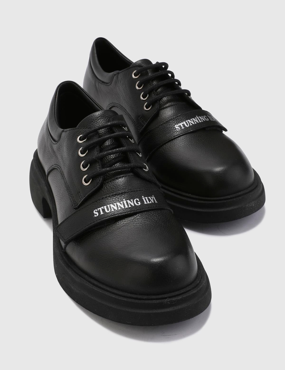 Natal Black Leather Women's Oxford
