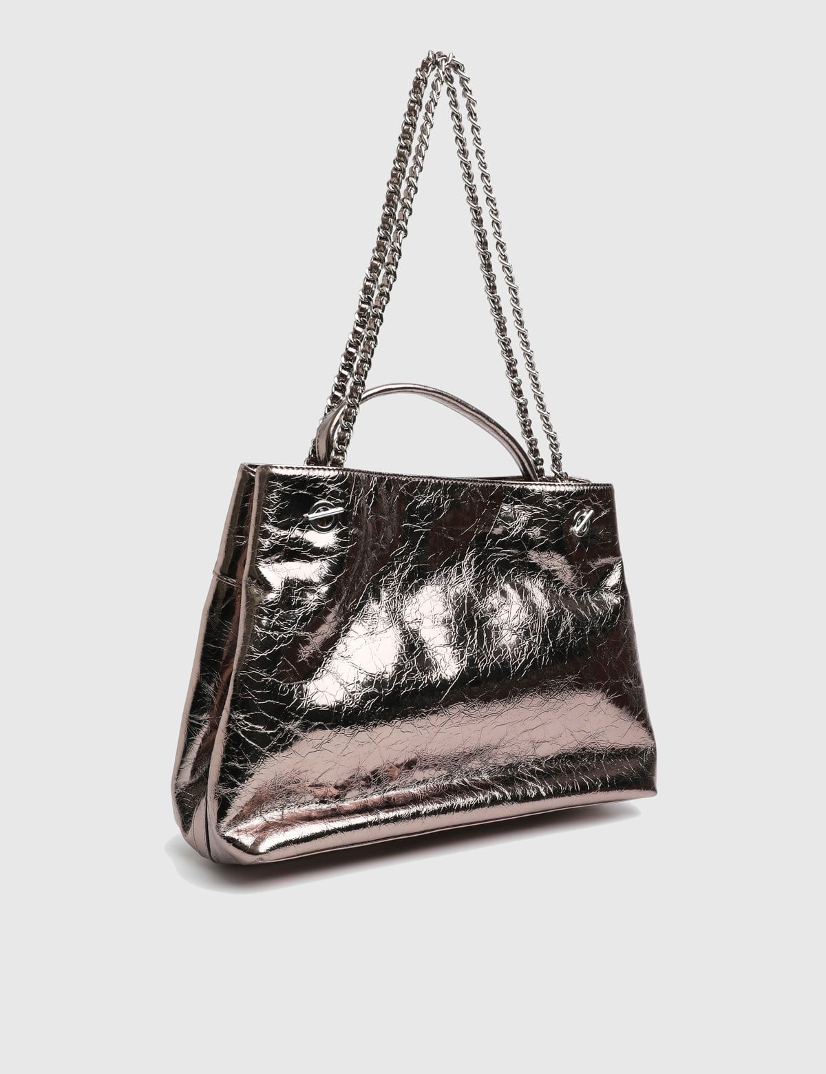 Nerissa Platinum Leather Women's Handbag