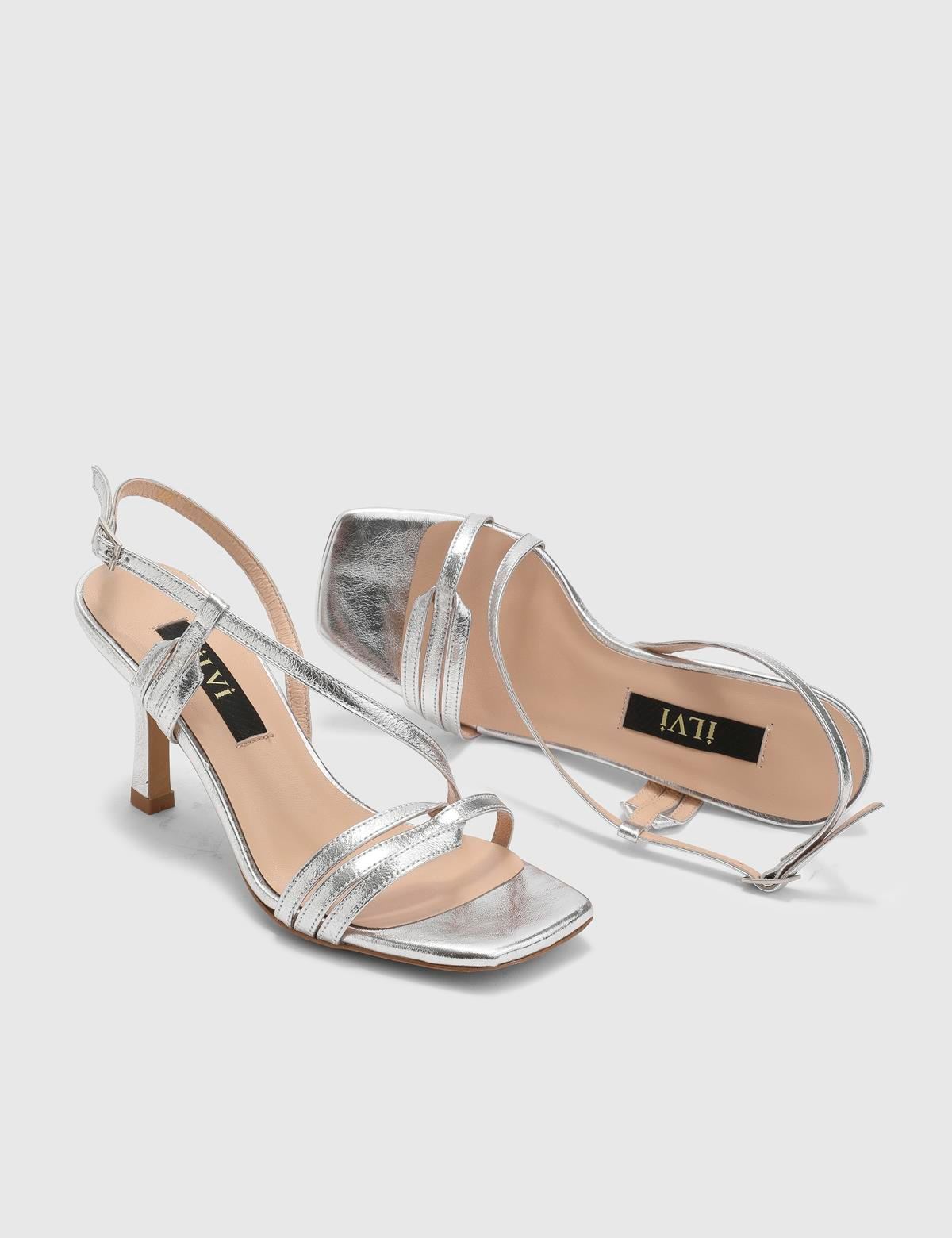 Nilsson Silver Leather Women's Heeled Sandal