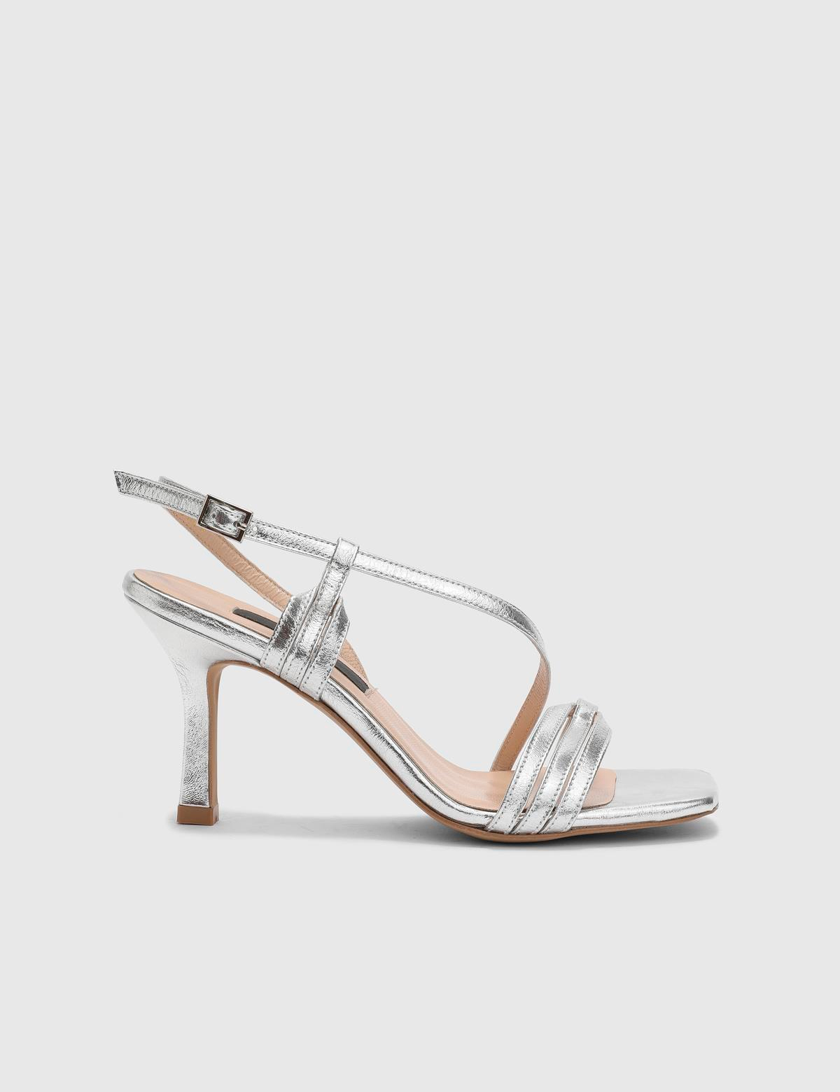 Nilsson Silver Leather Women's Heeled Sandal