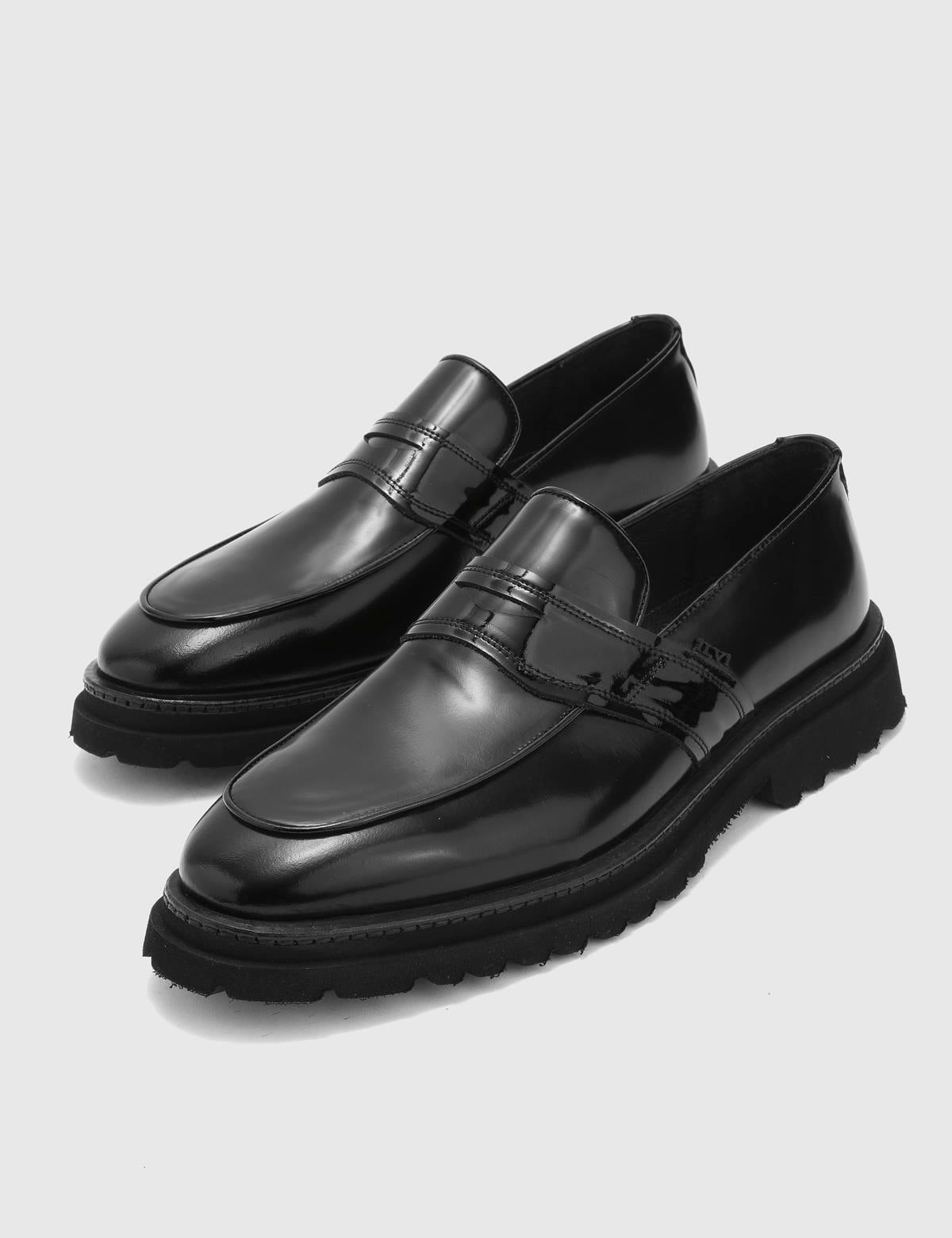Olsıe Black Florentic Leather Men's Loafer