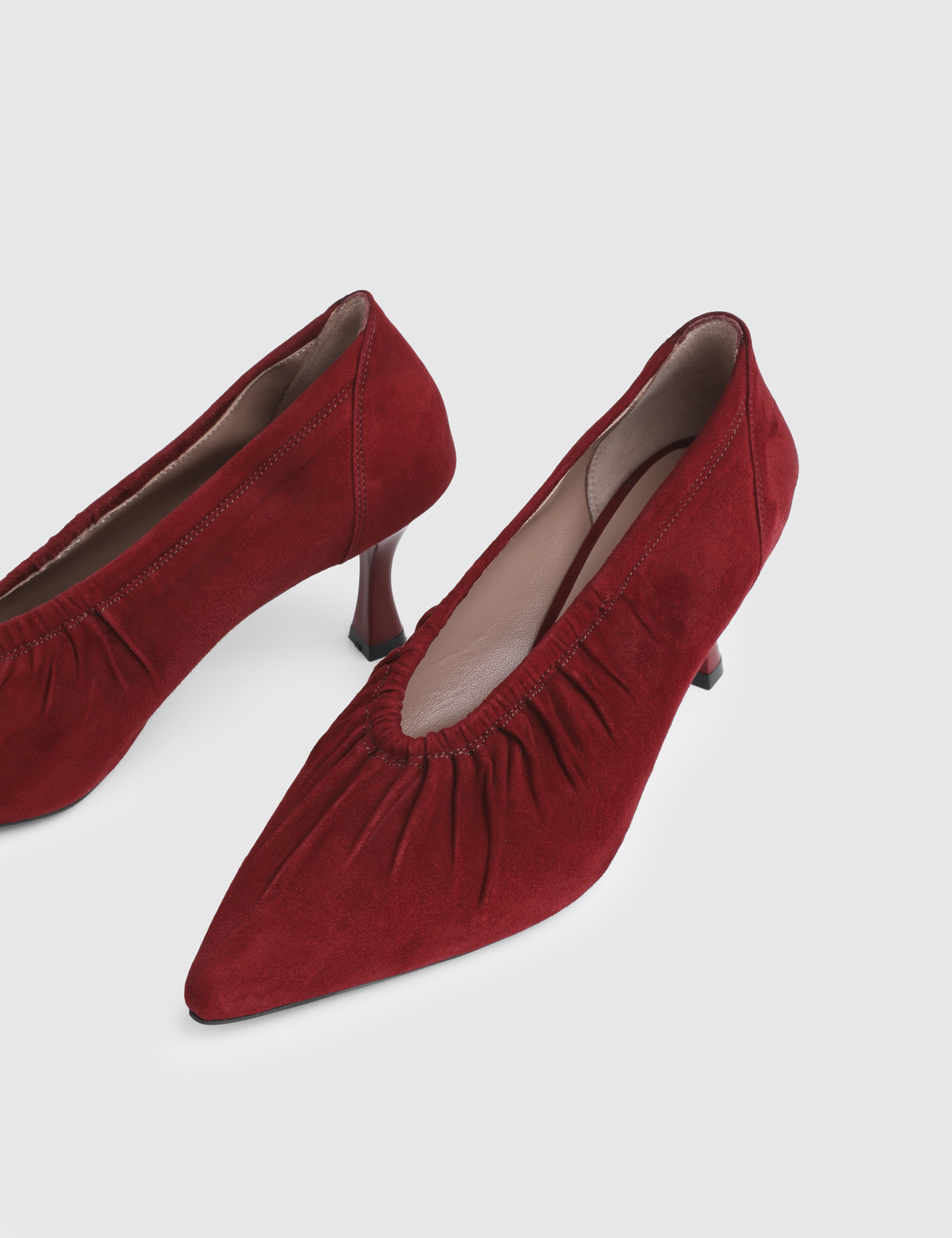 Osnel Burgundy Suede Leather Women's Pump