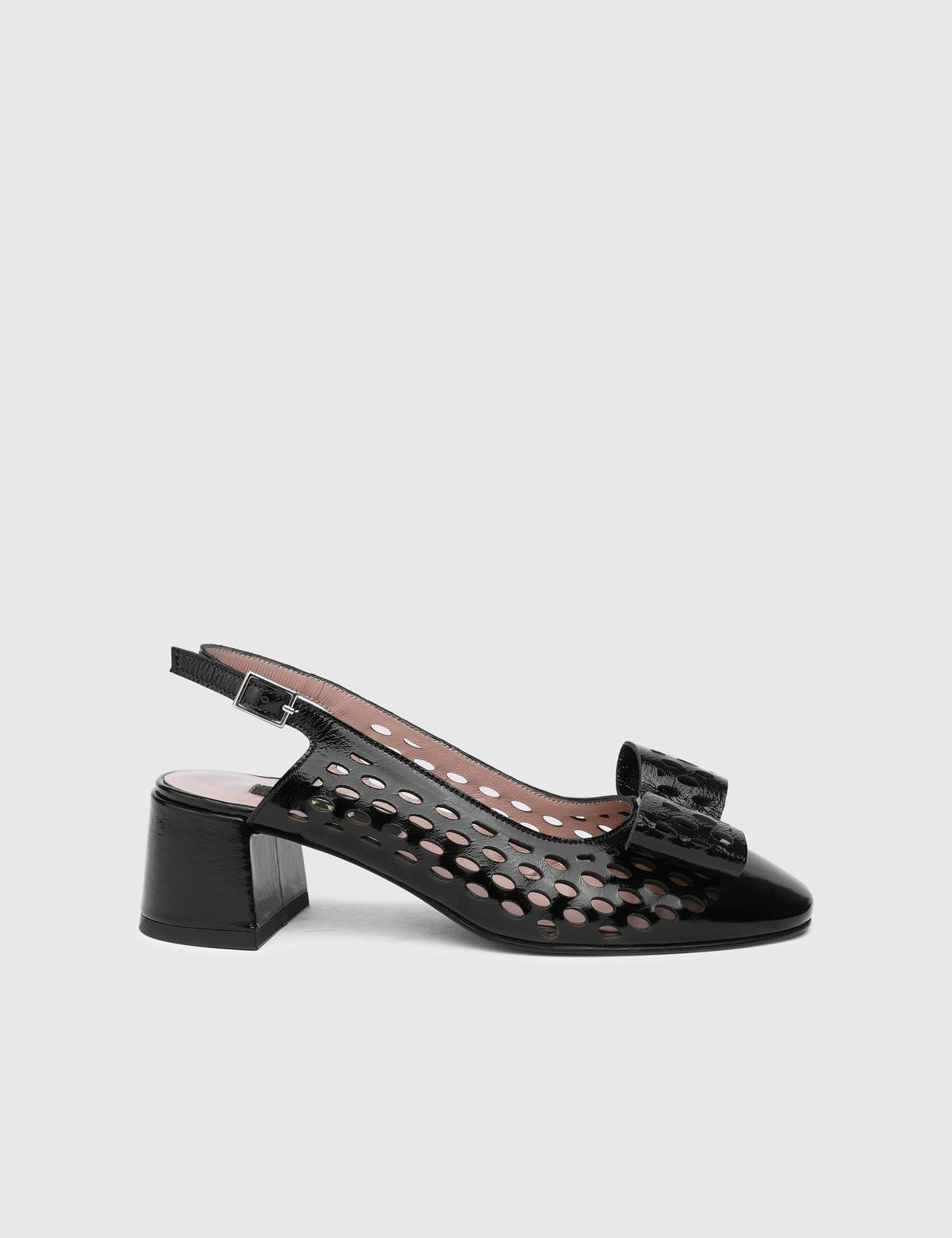 Pallag Black Patent Leather Women's Sandal