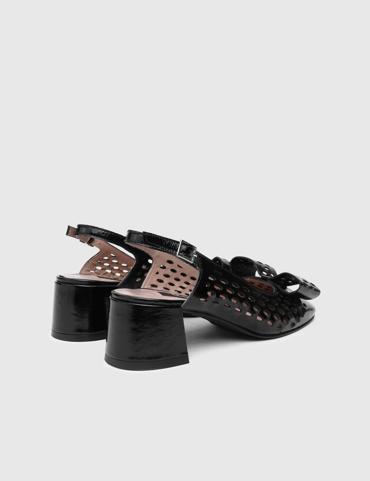Pallag Black Patent Leather Women's Sandal