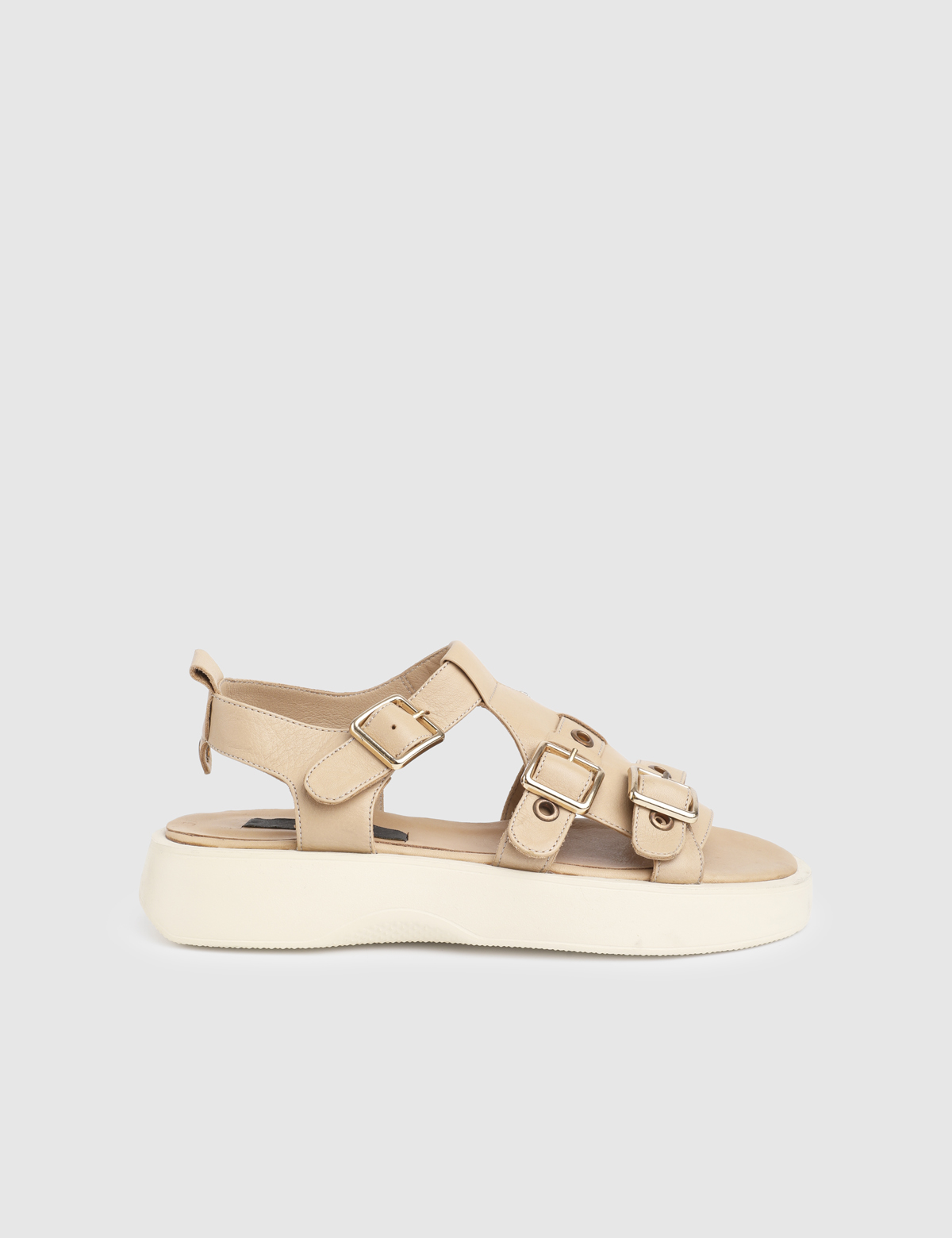 Pena Beige Leather Women's Sandal