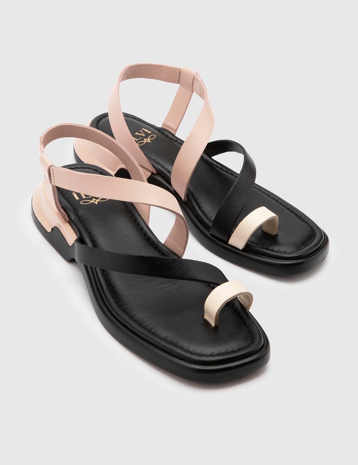 Perg Black Leather Women's Sandal