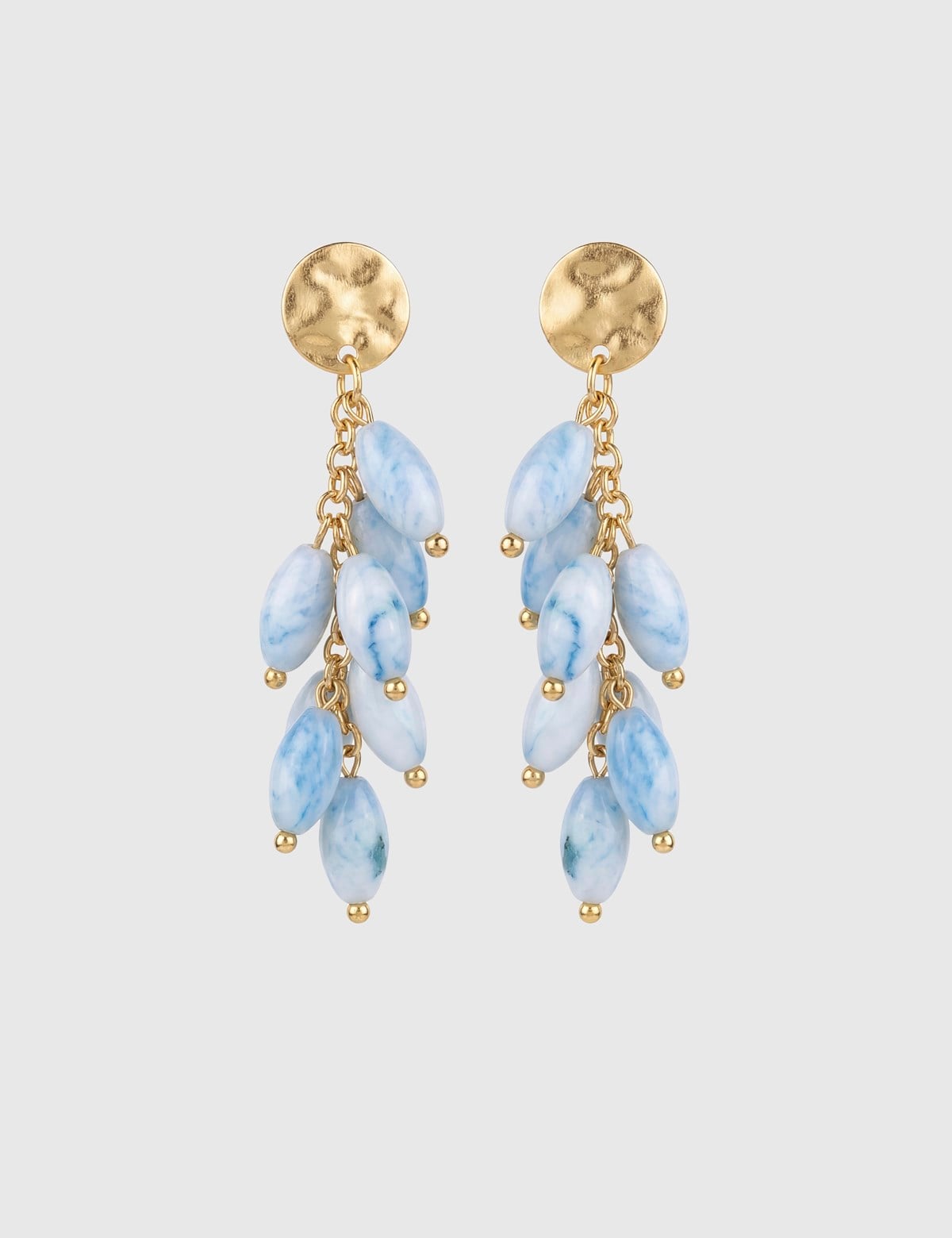 Perin Gold Women's Earrings with Blue Stones