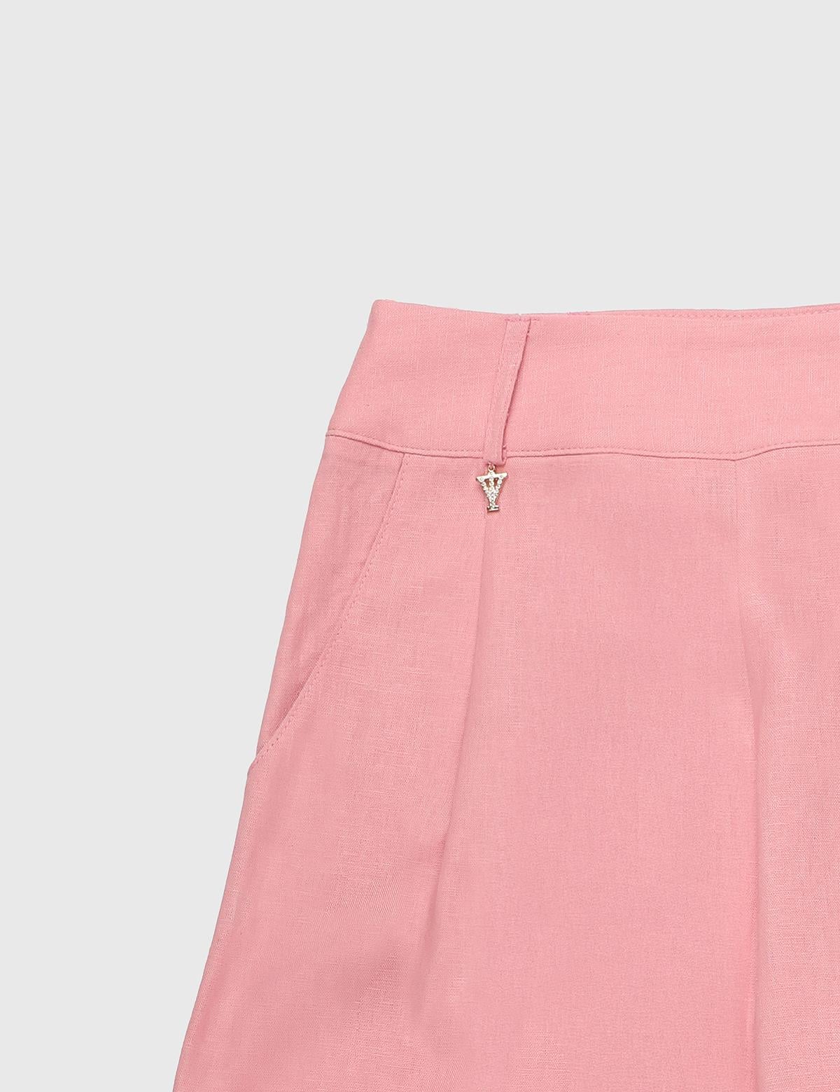 Perri Keten Pembe Kadın Pantolon