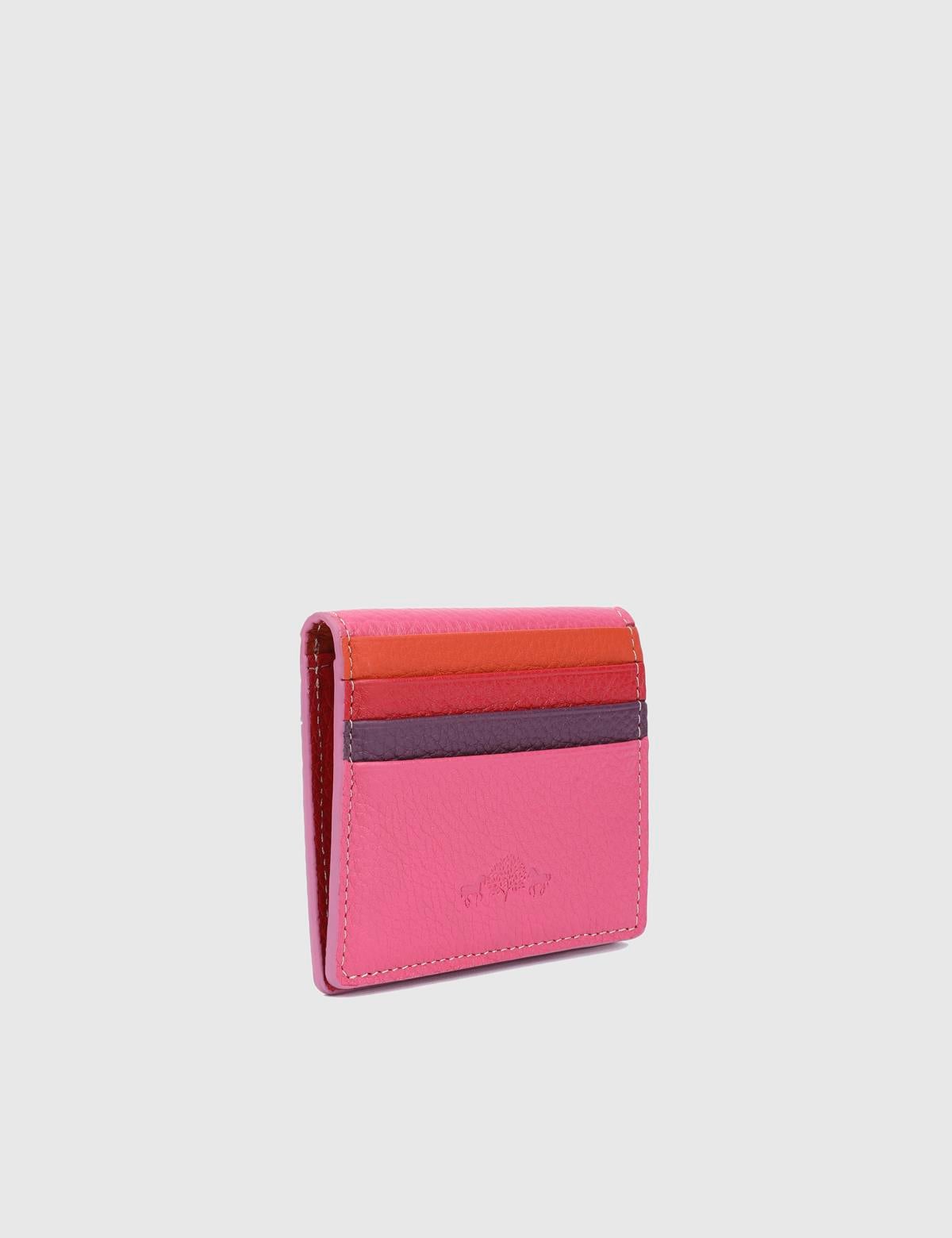 Piura Hakiki Deri Pembe Unisex Kartlık