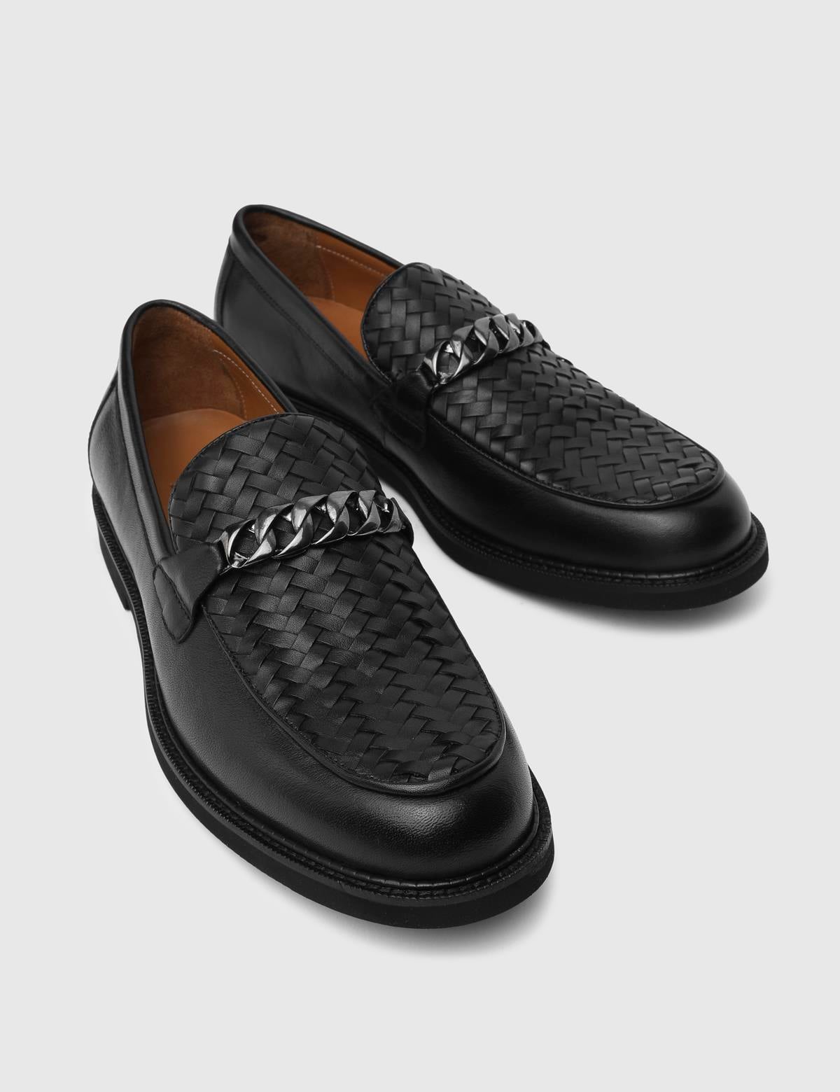Polten Black Leather Men's Classic Shoe
