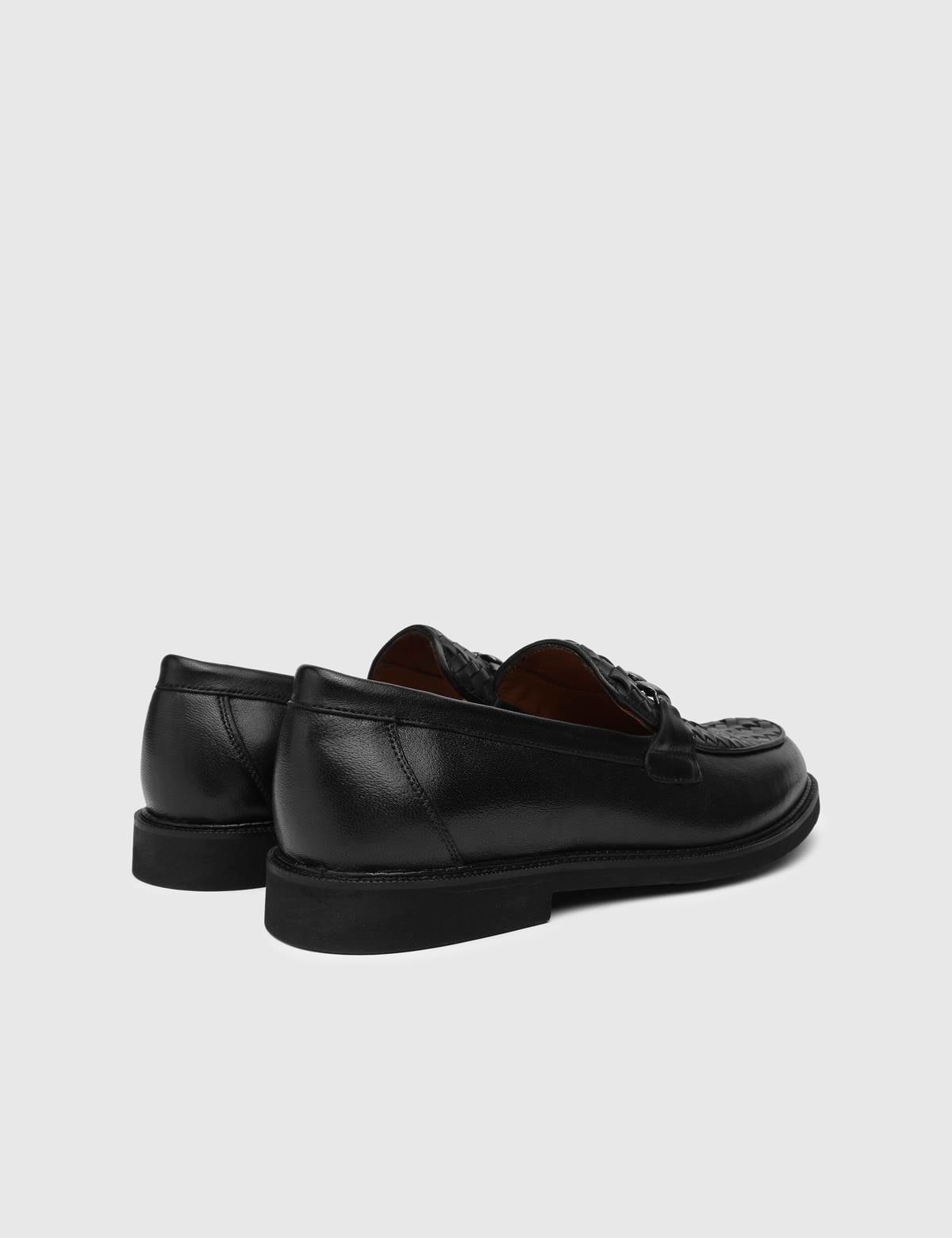 Polten Black Leather Men's Classic Shoe