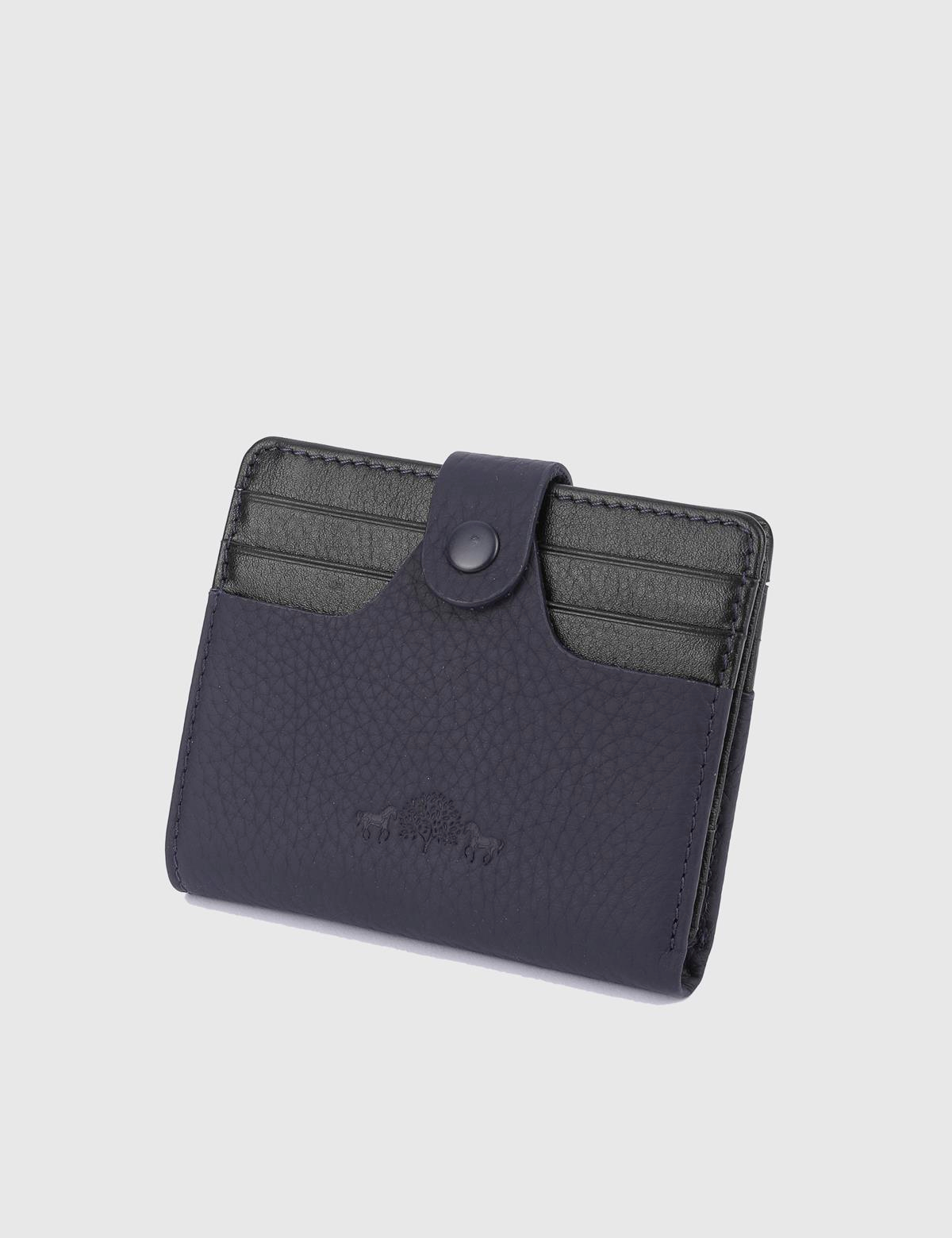 Rainier Hakiki Deri Unisex Lacivert Cüzdan