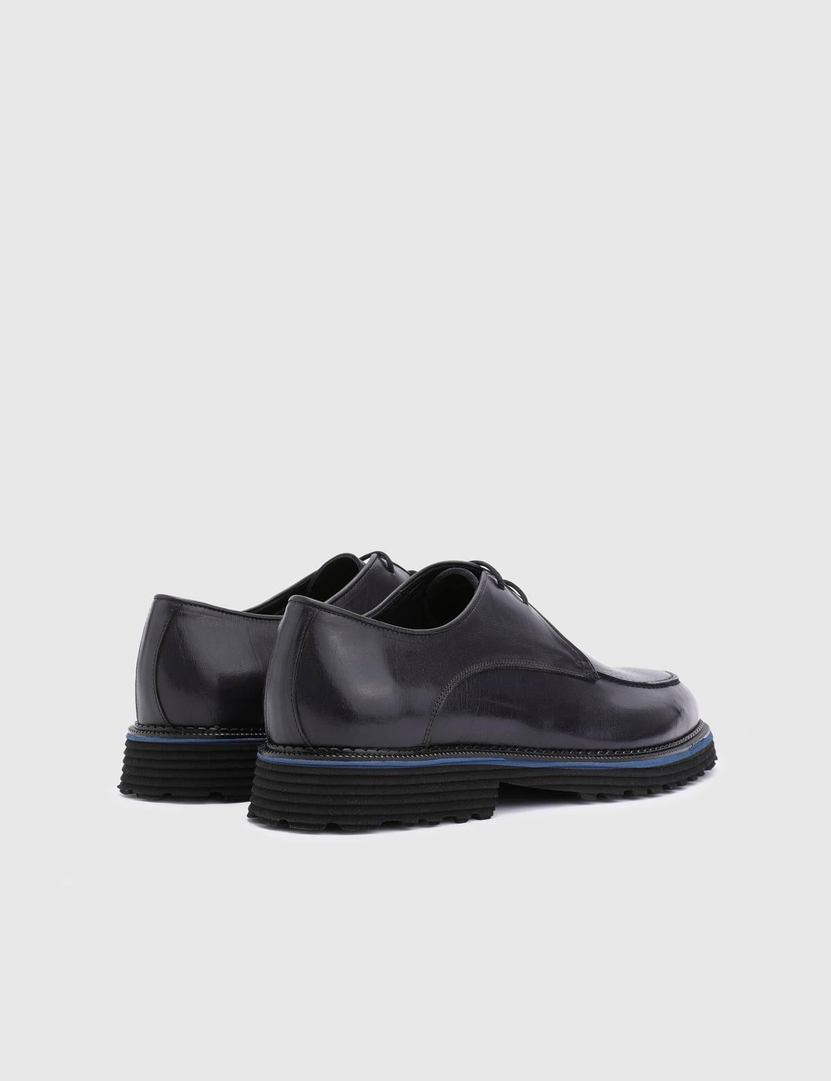 Reagan Navy Blue Leather Men's Daily Shoe