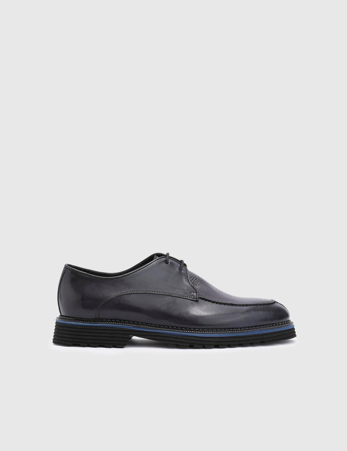 Reagan Navy Blue Leather Men's Daily Shoe