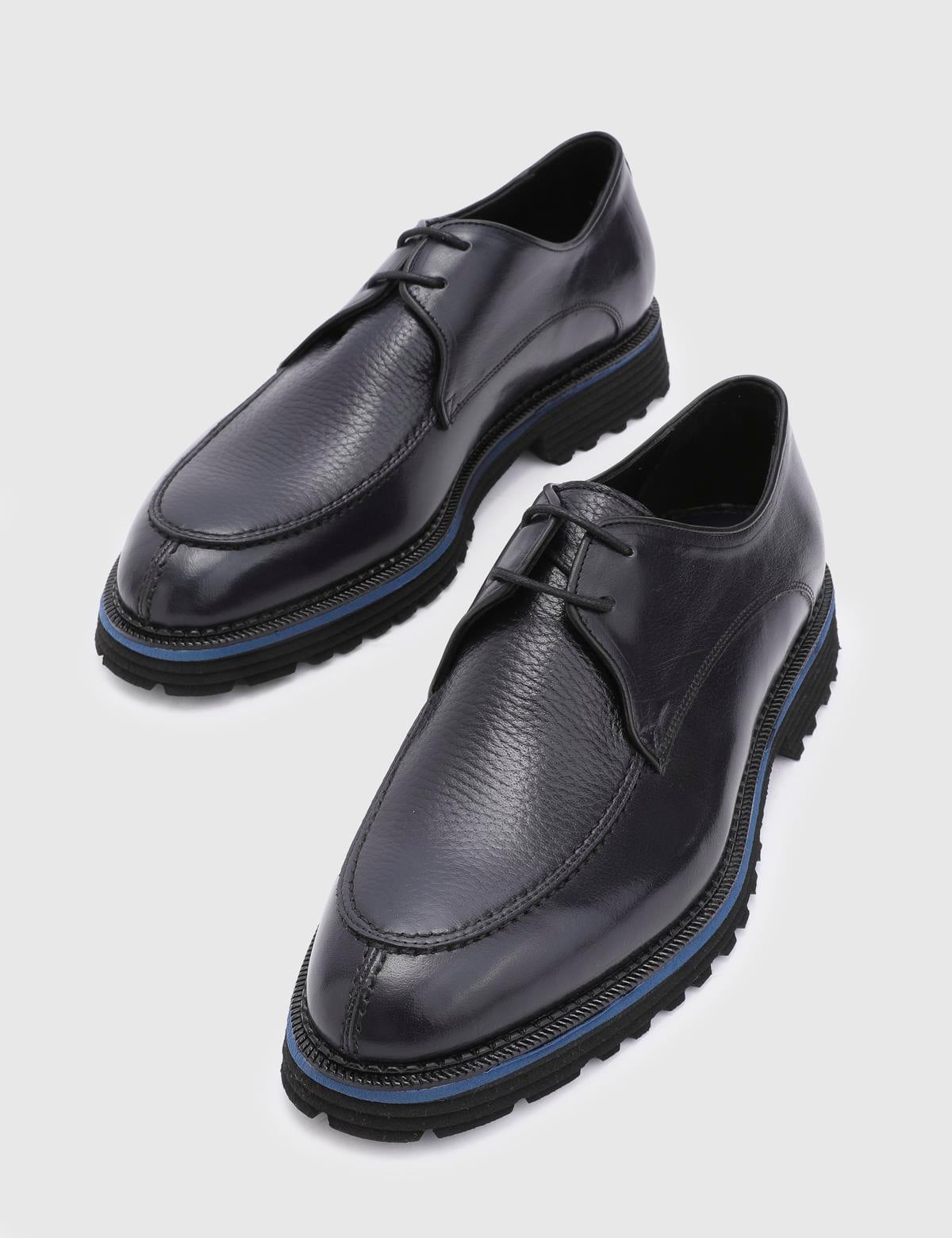 Reagan Navy Blue Leather Men's Daily Shoe