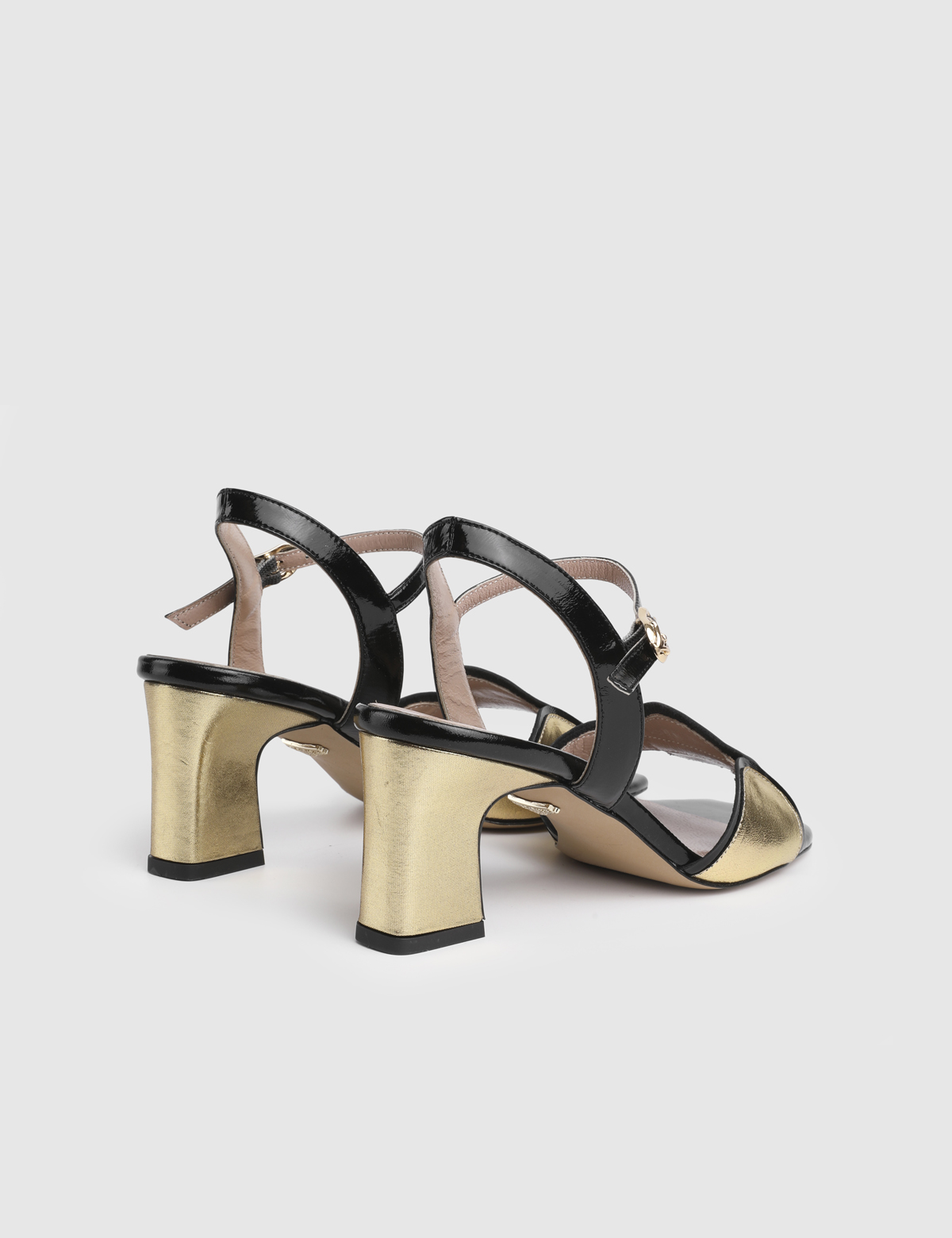 Rilana Gold Leather Women's Heeled Sandal